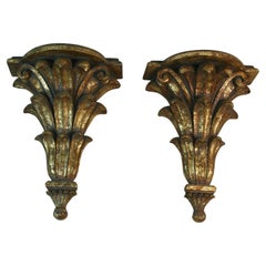 Italian Oversized Gilt Wall Brackets/Shelves a Pair