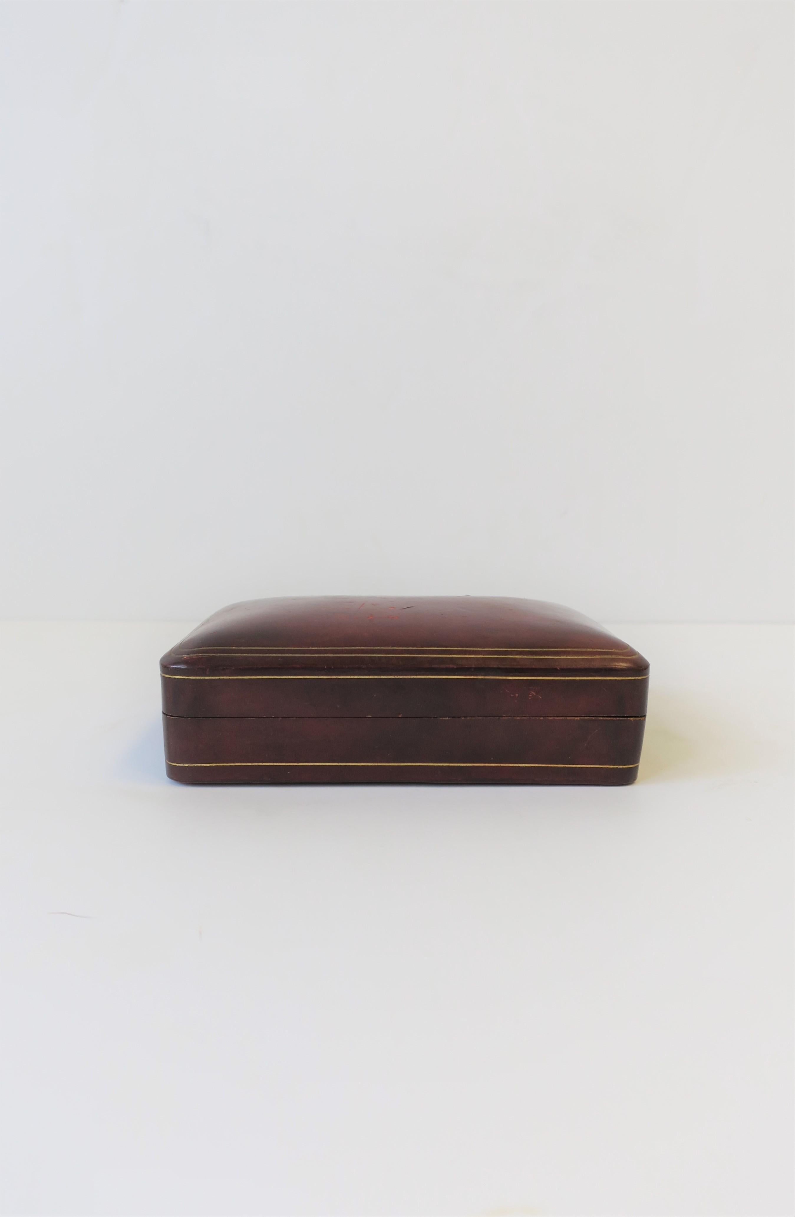 Italian Ox Blood Vintage Leather Box In Good Condition In New York, NY