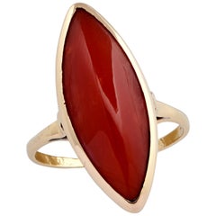 Italian Oxblood Coral Cabochon Ring