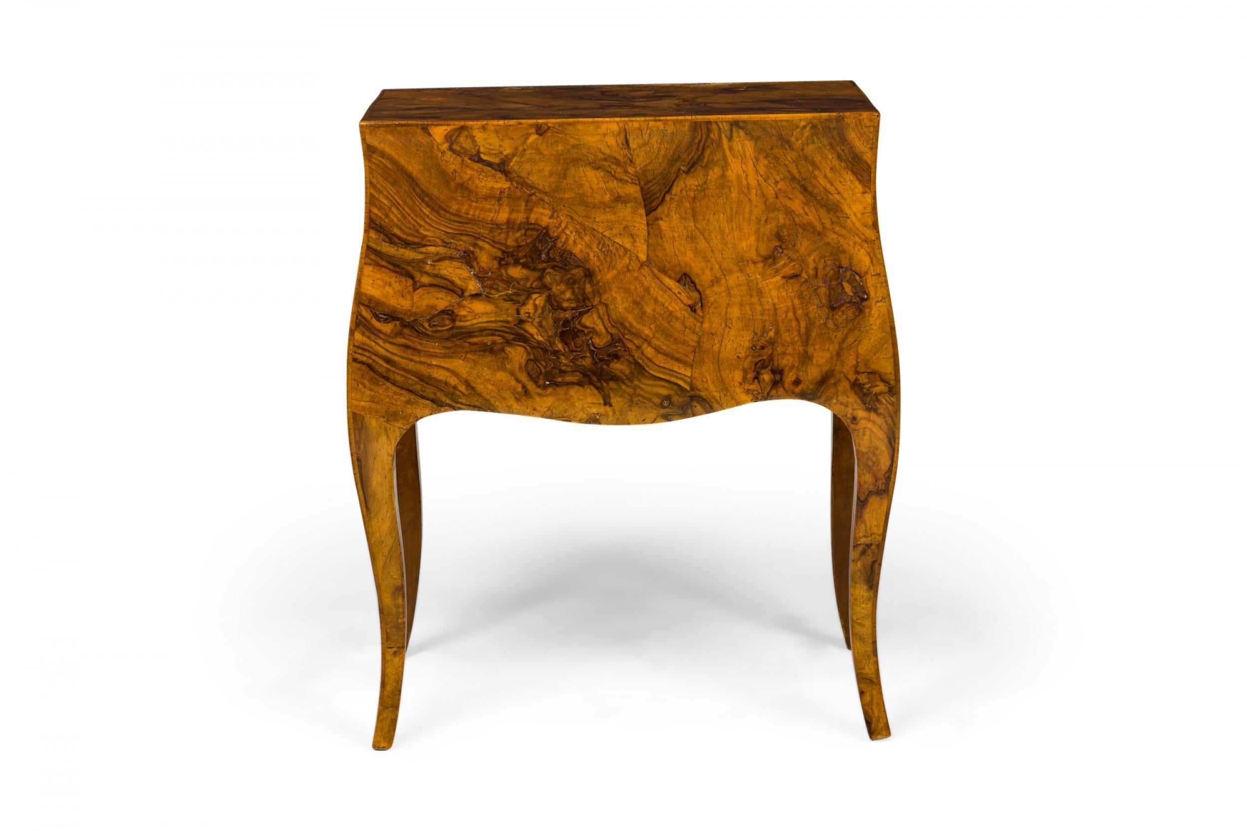 Wood Italian Oyster Burl Two Drawer Small Chest / Side Table For Sale