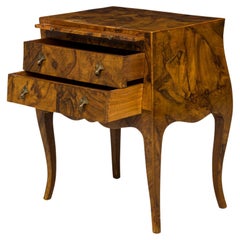 Italian Oyster Burl Two Drawer Small Chest / Side Table