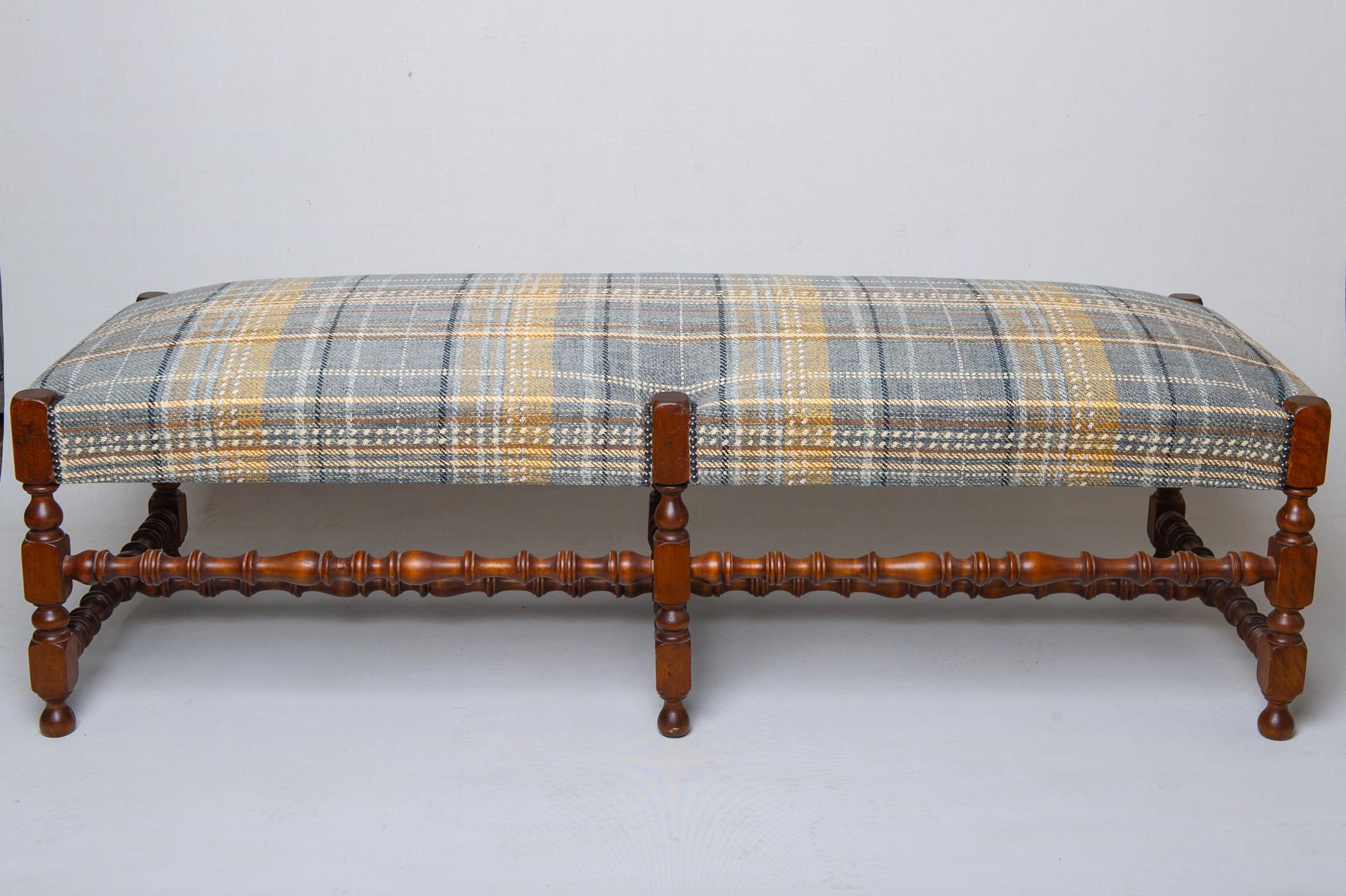 Baroque Revival Italian Padded Old Bench For Sale