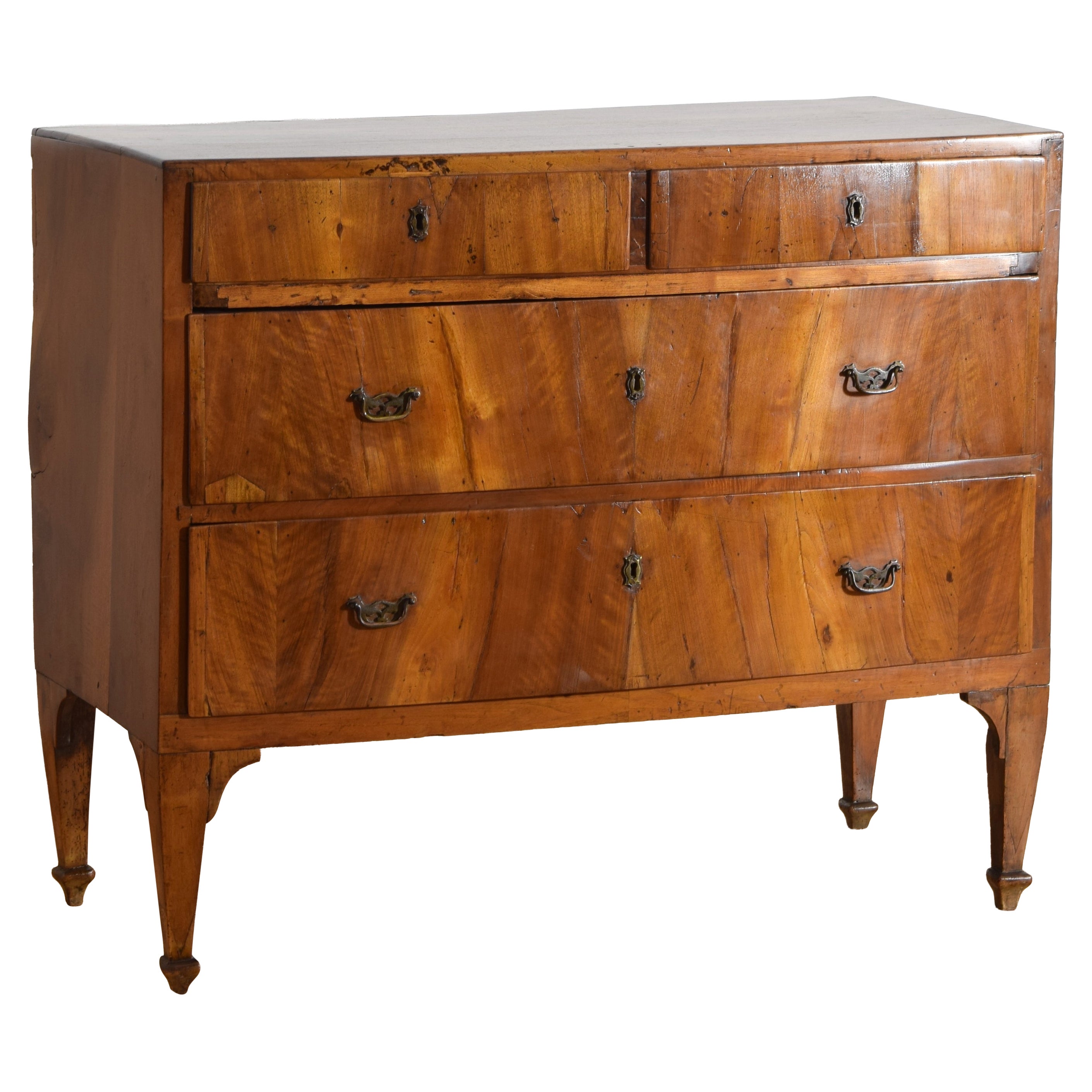 Italian, Padova, Neoclassic Period Walnut Veneered 4-Drawer Commode, Late 18thc.