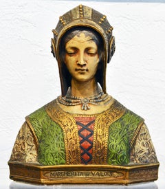 Italian Paint and Gilt Bust of Margherita De Valois After Aristide Petrilli
