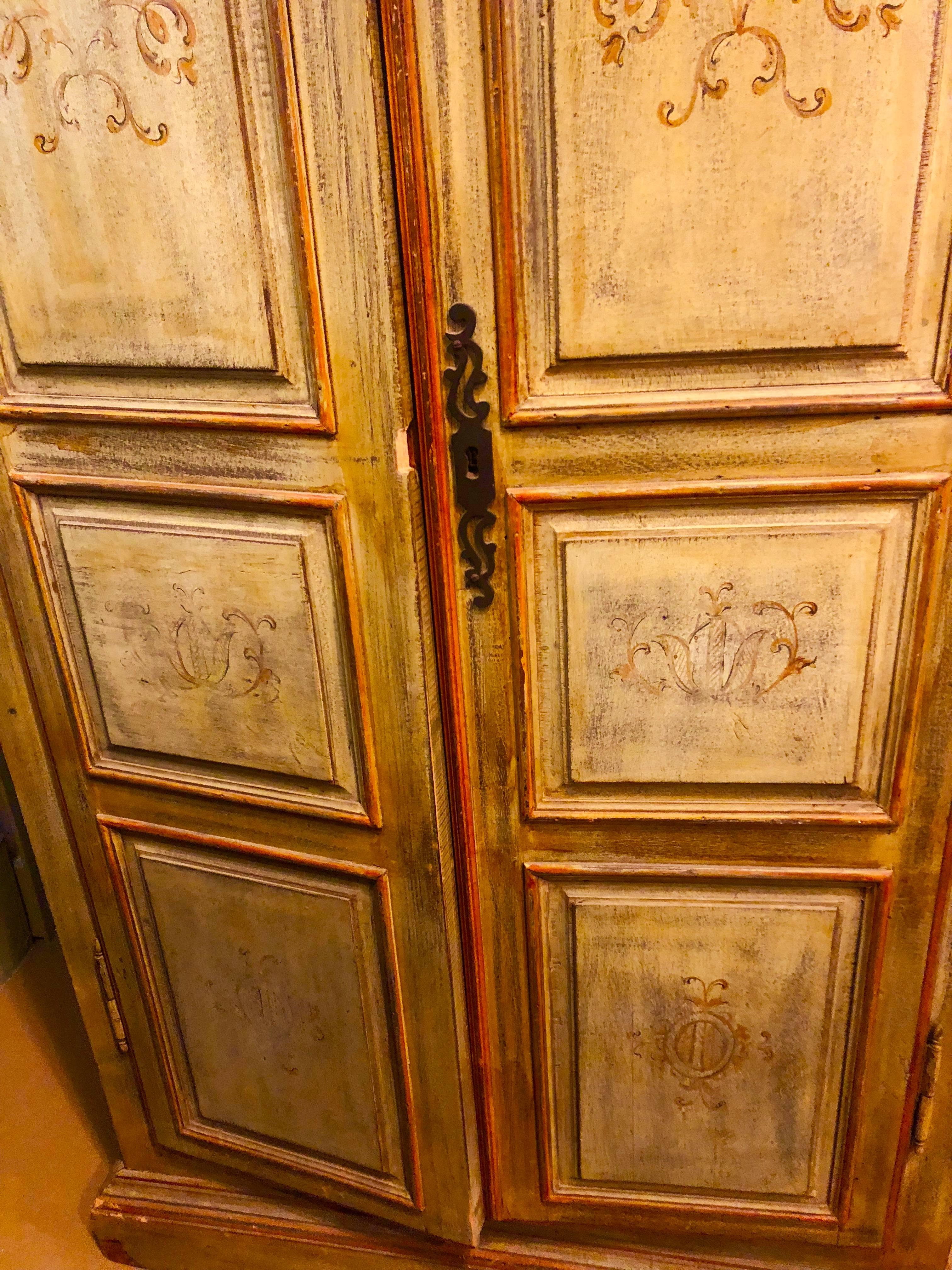 Italian Paint Decorated Cabinet or Wardrobe 1