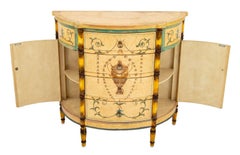 Italian Paint Decorated Demilune Cabinet