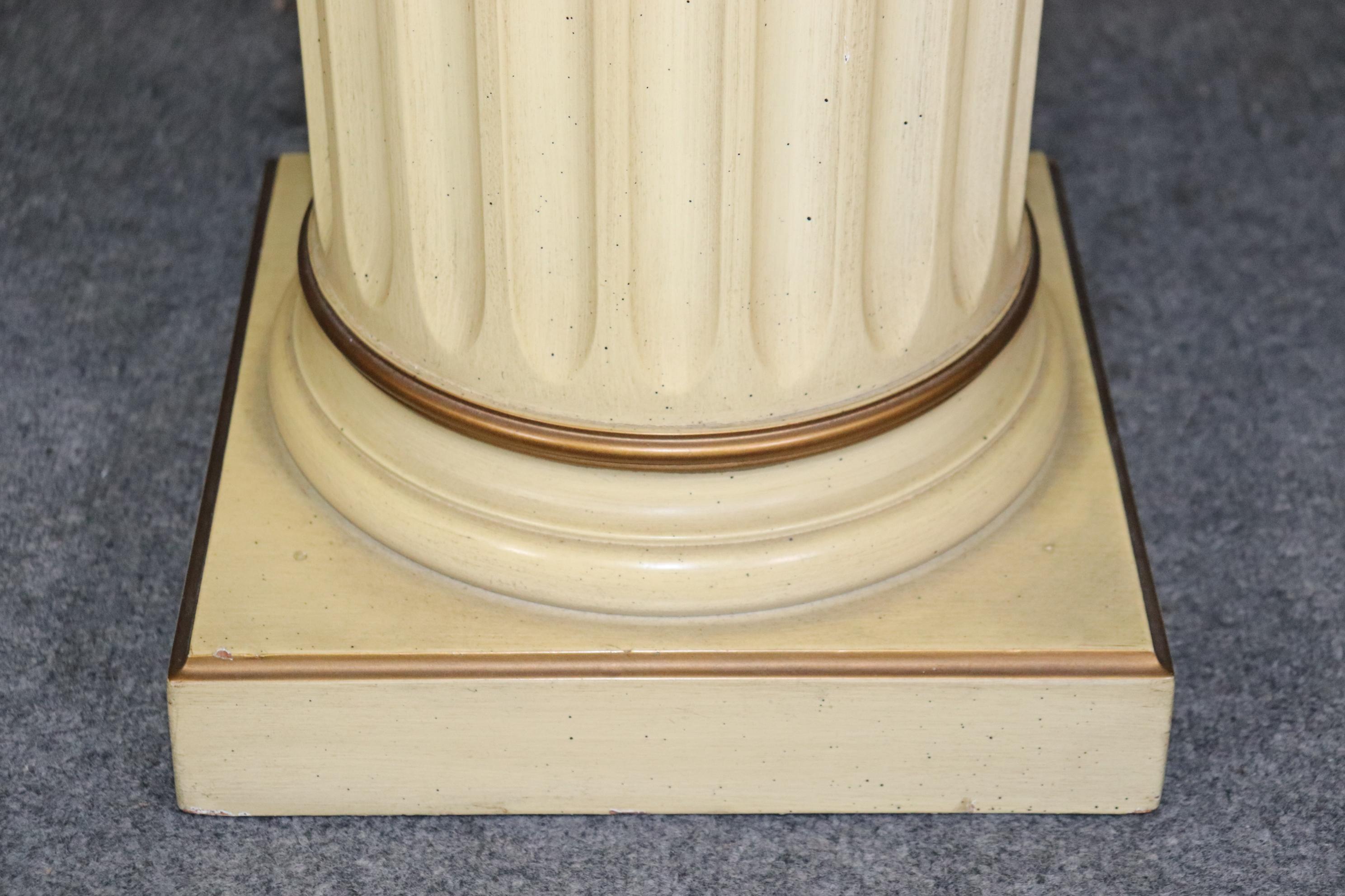 Mid-20th Century Italian Paint Decorated Stop-Fluted Pedestal with Marble Top For Sale