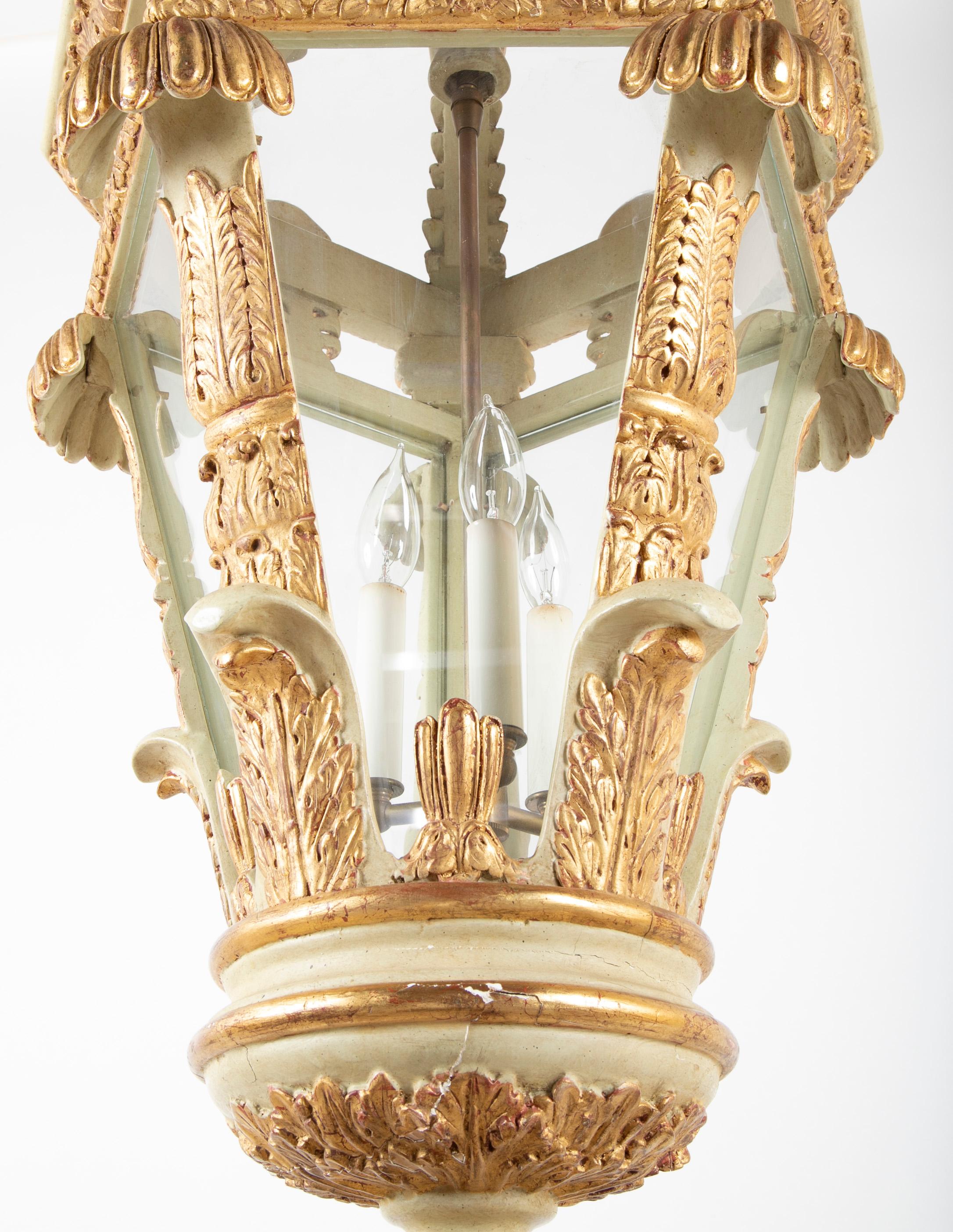 Italian Painted and Gilded Five-Sided Lantern For Sale 9