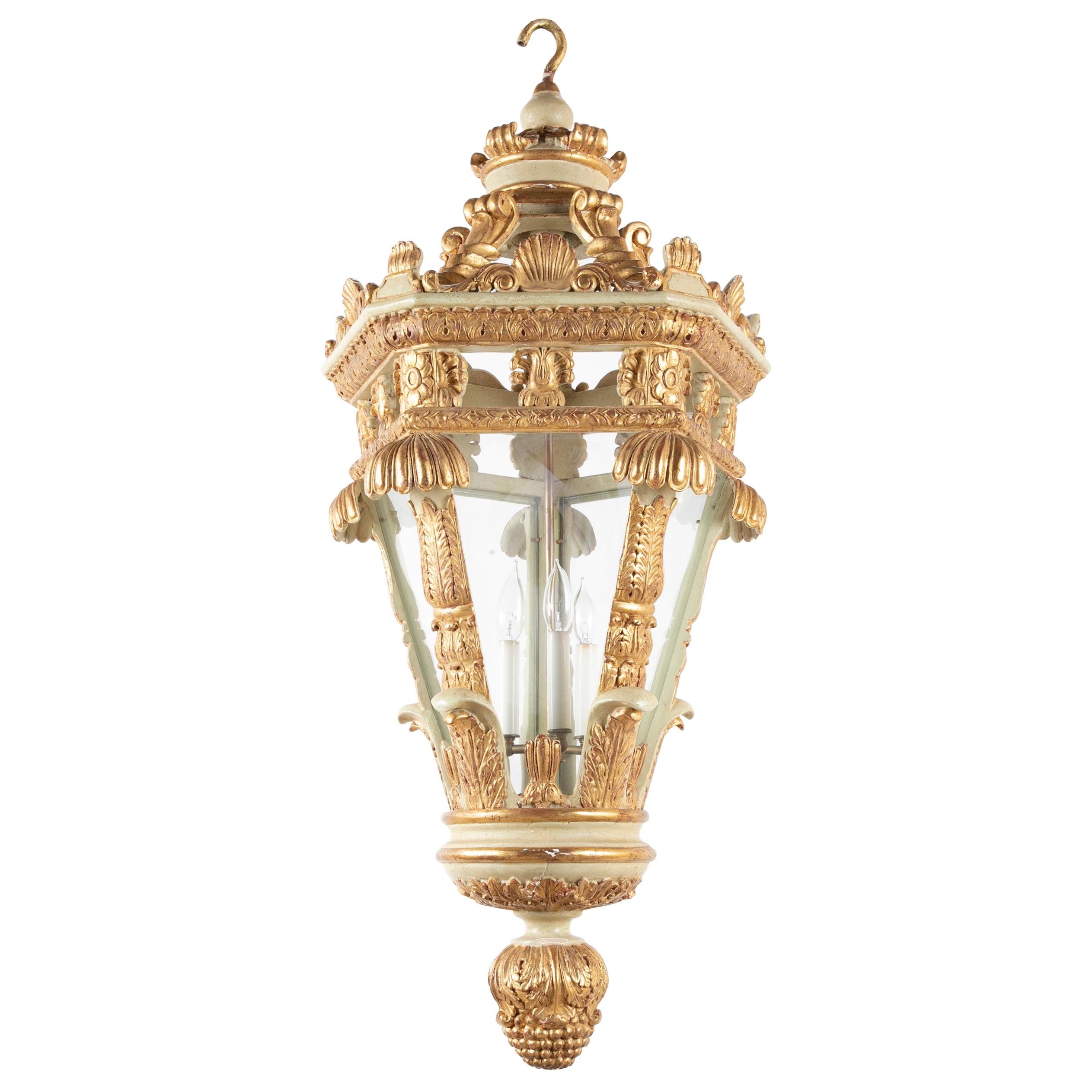 Italian Painted and Gilded Five-Sided Lantern For Sale