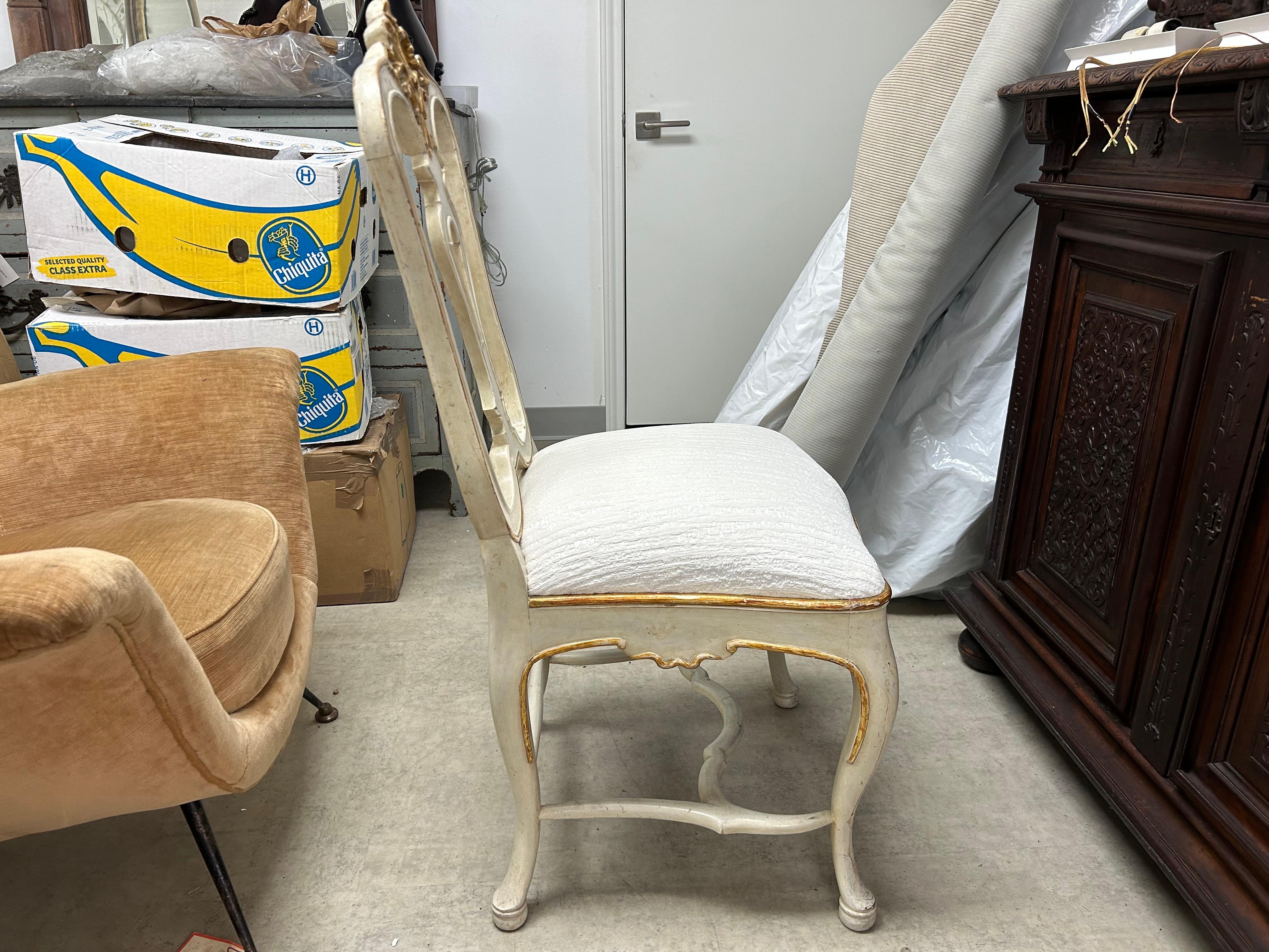 Fabric Italian Painted And Gilt Chair For Sale