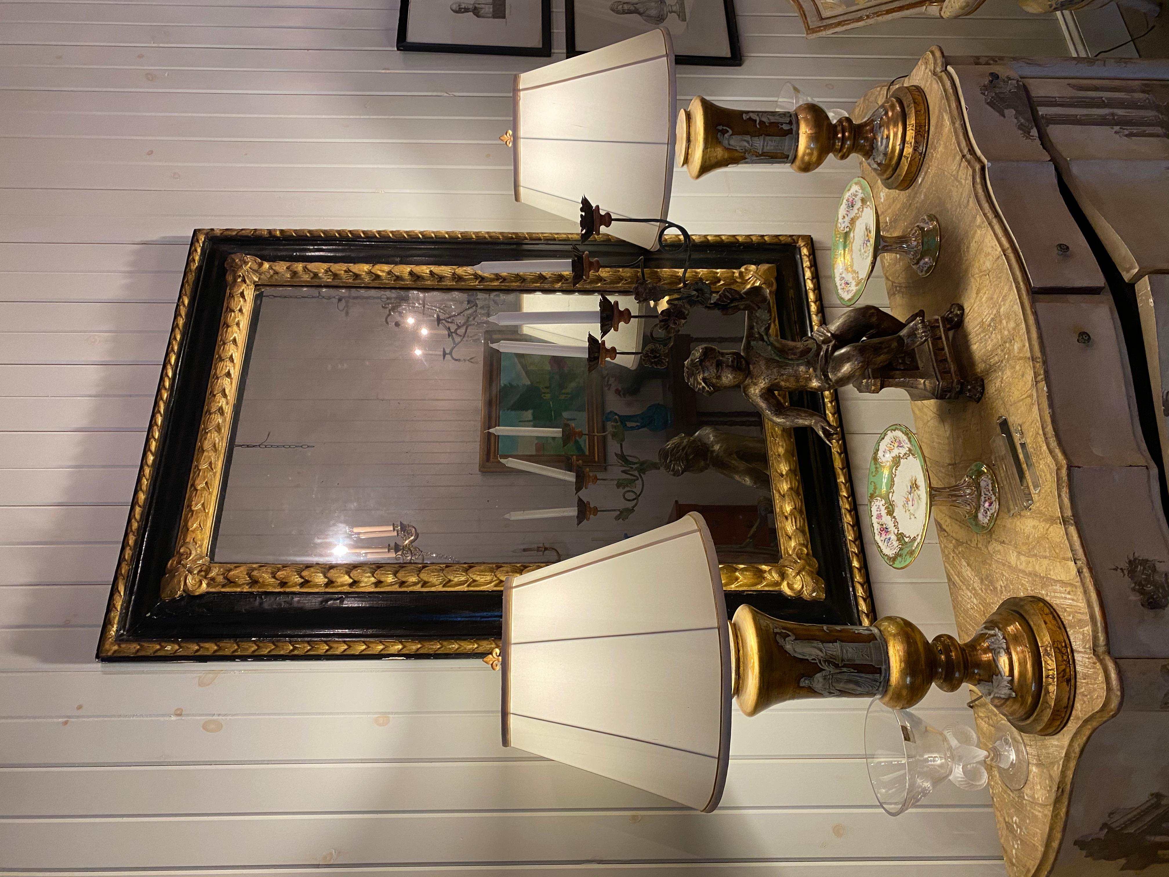 Italian Painted and Gilt Mirror, 19th Century In Excellent Condition In Buchanan, MI
