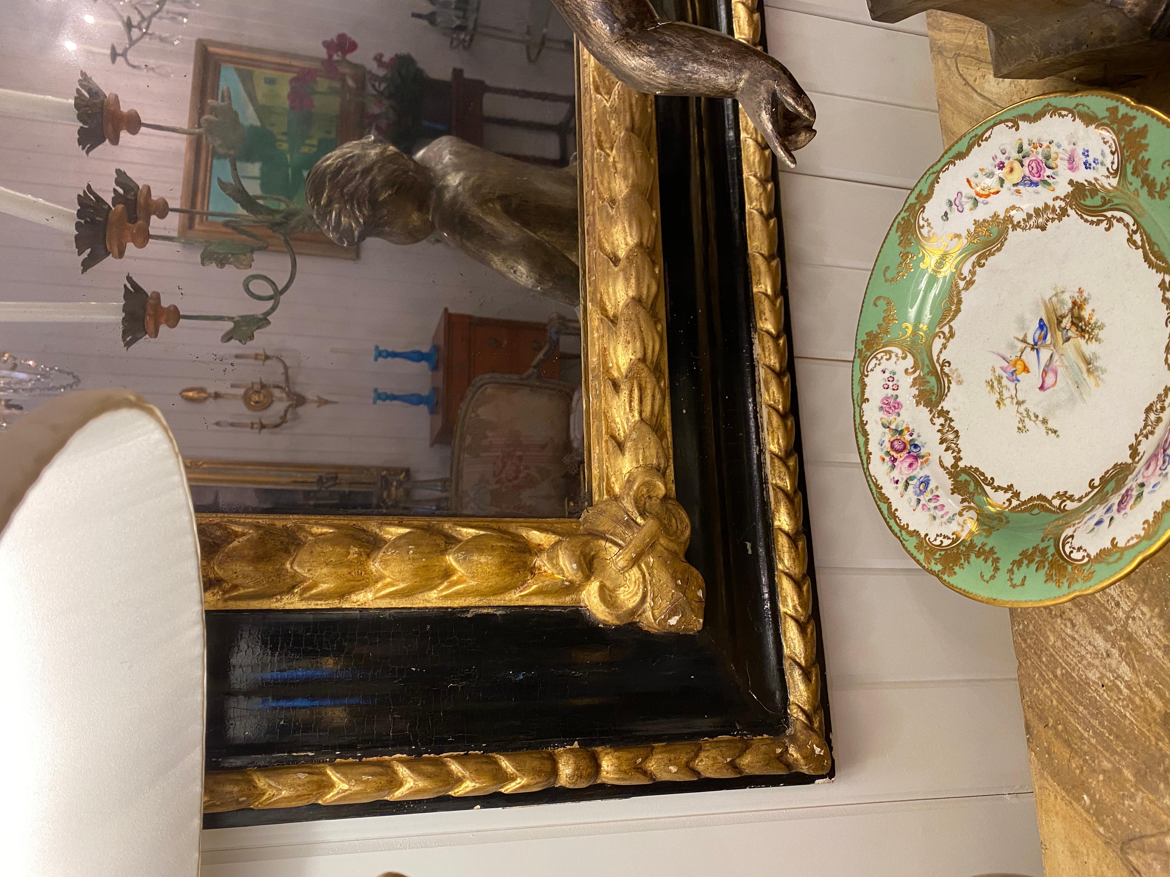 Giltwood Italian Painted and Gilt Mirror, 19th Century