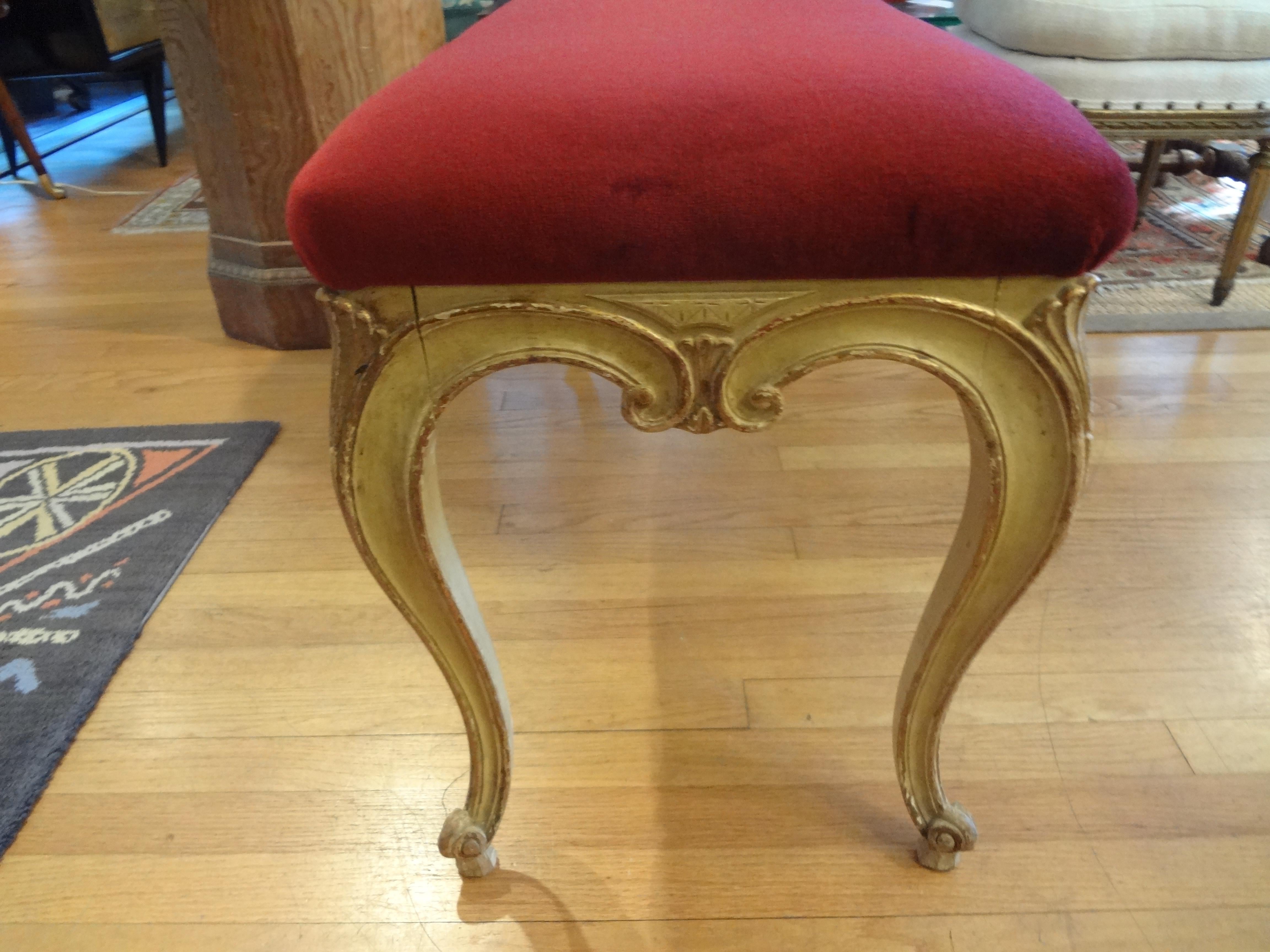 Classical Roman Italian Painted and Giltwood Bench, circa 1920