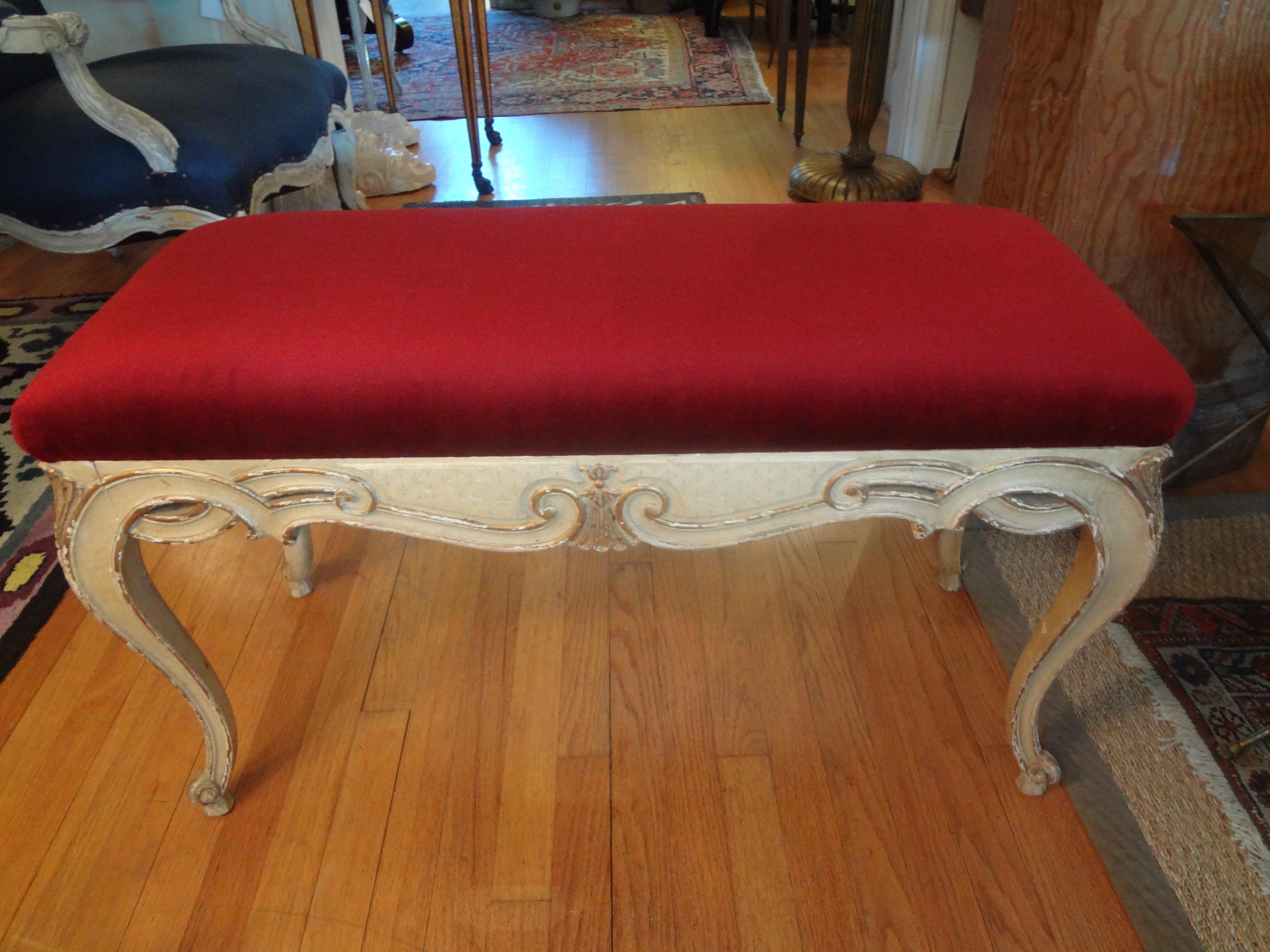 Italian Painted and Giltwood Bench, circa 1920 In Good Condition In Houston, TX