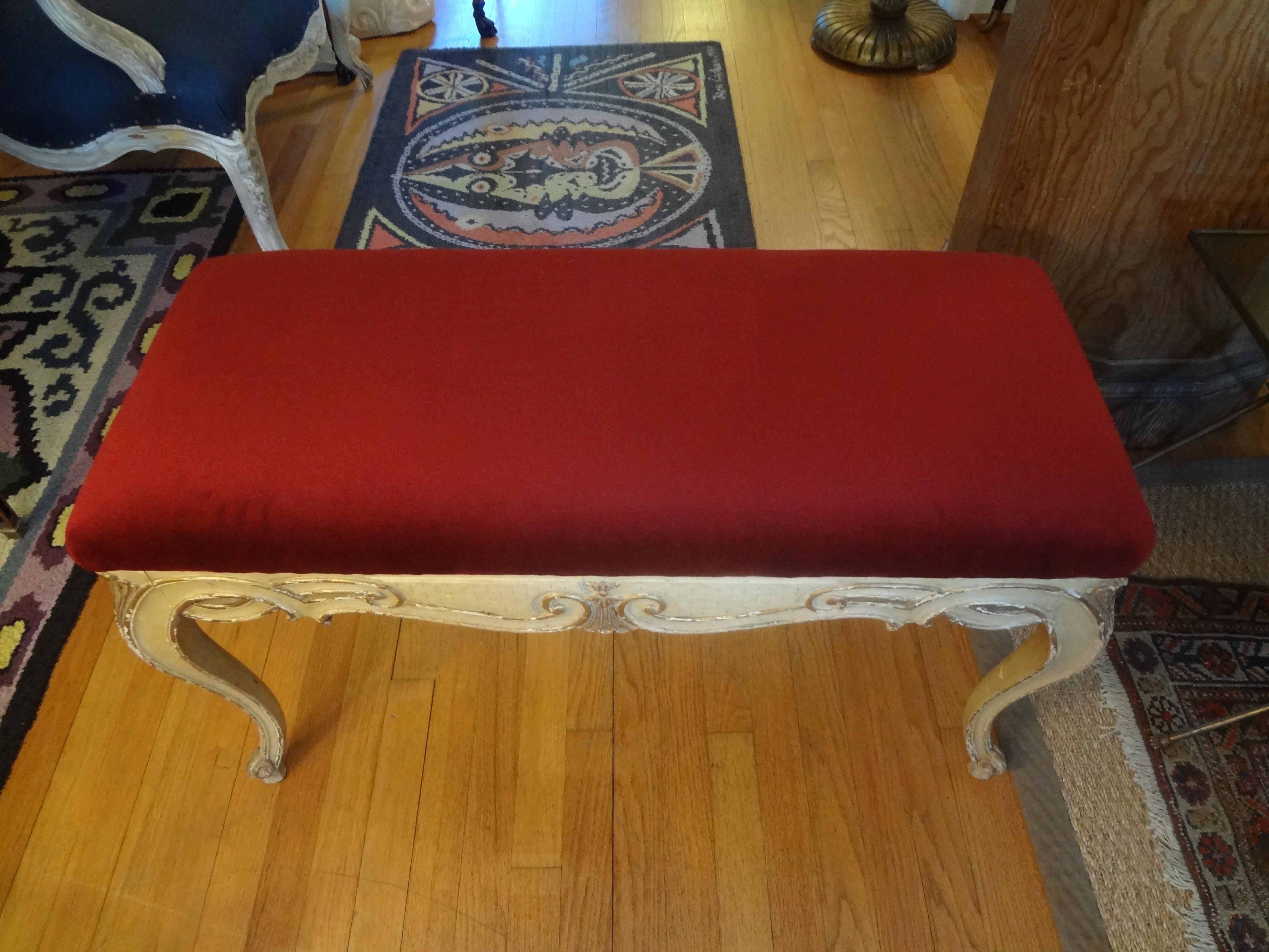 Early 20th Century Italian Painted and Giltwood Bench, circa 1920