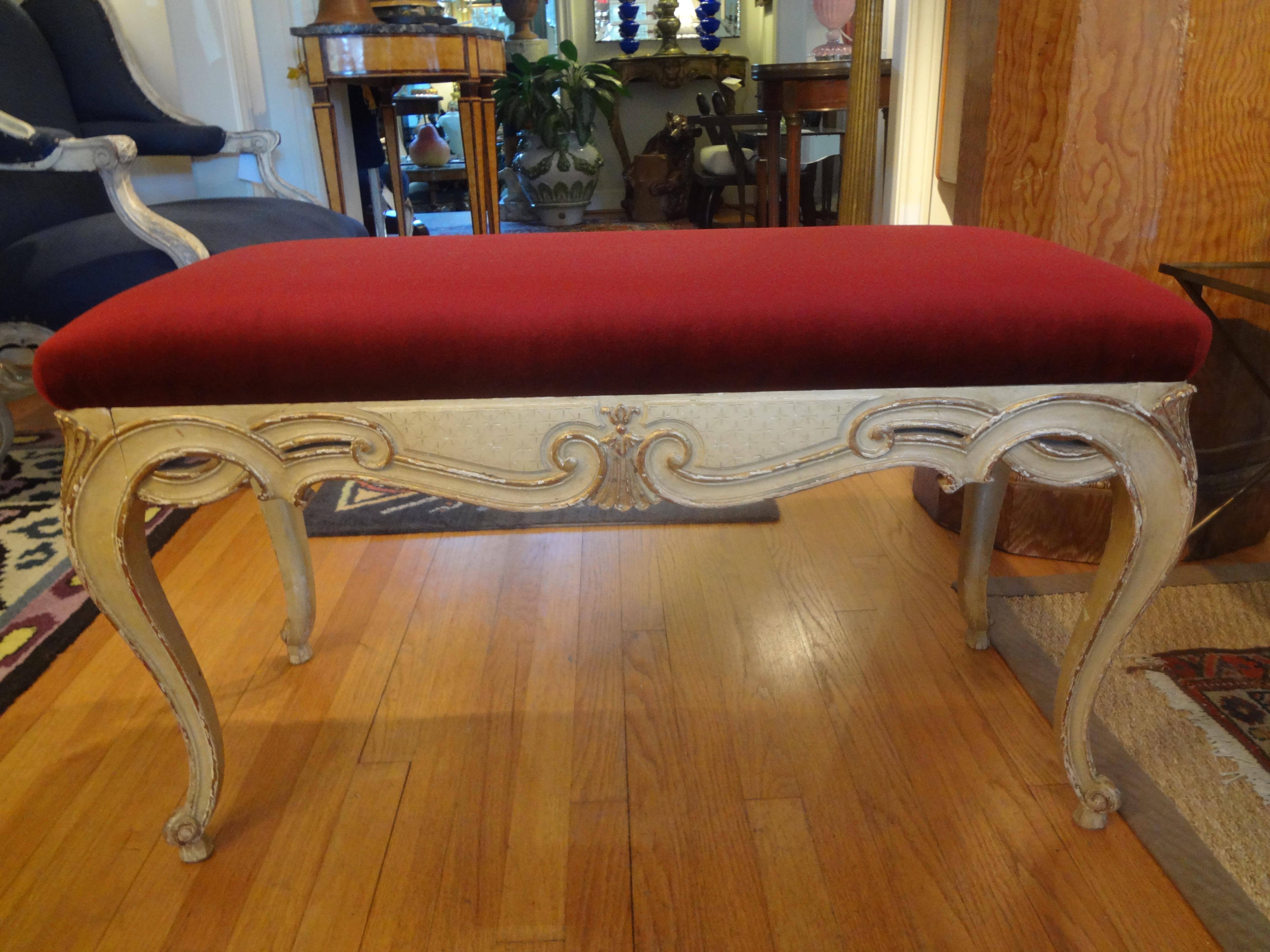 Italian Painted and Giltwood Bench, circa 1920 2