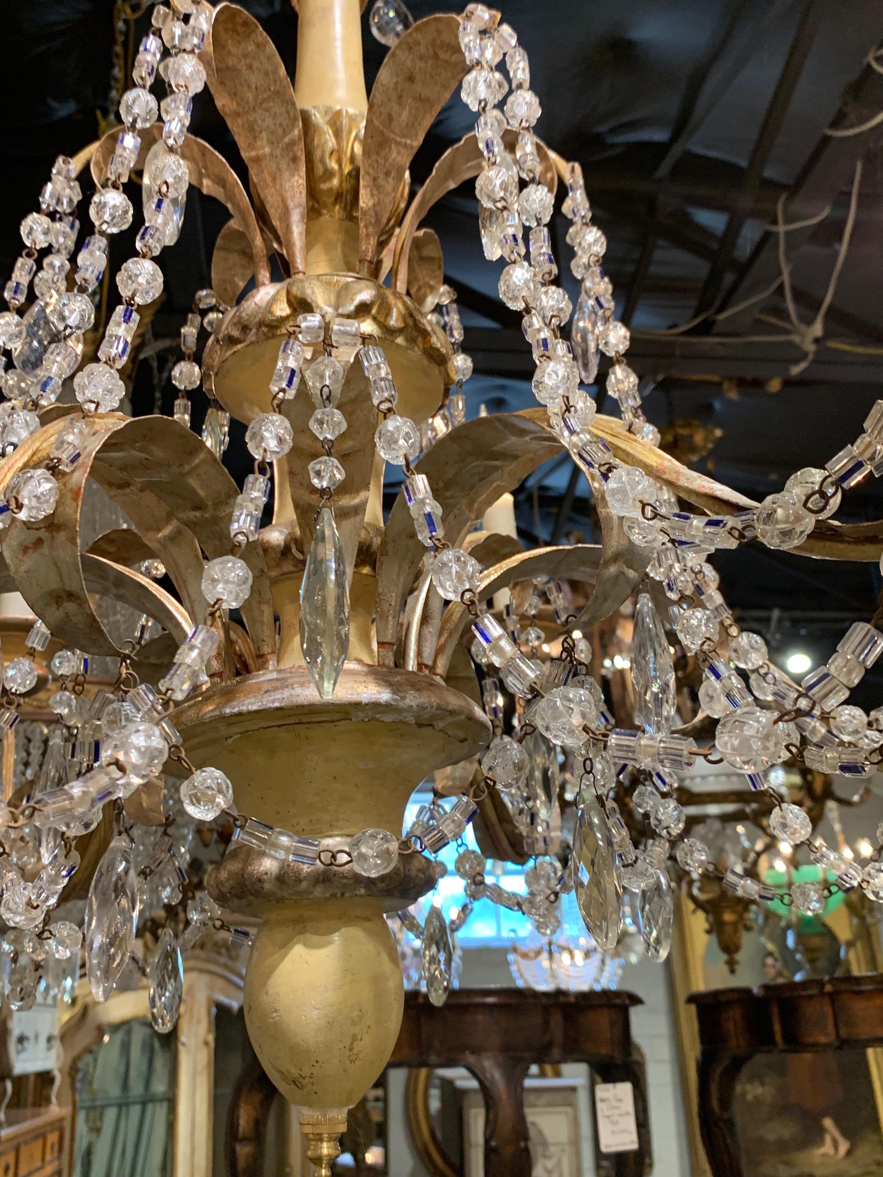 Italian Painted and Giltwood 6-Light Chandelier 1