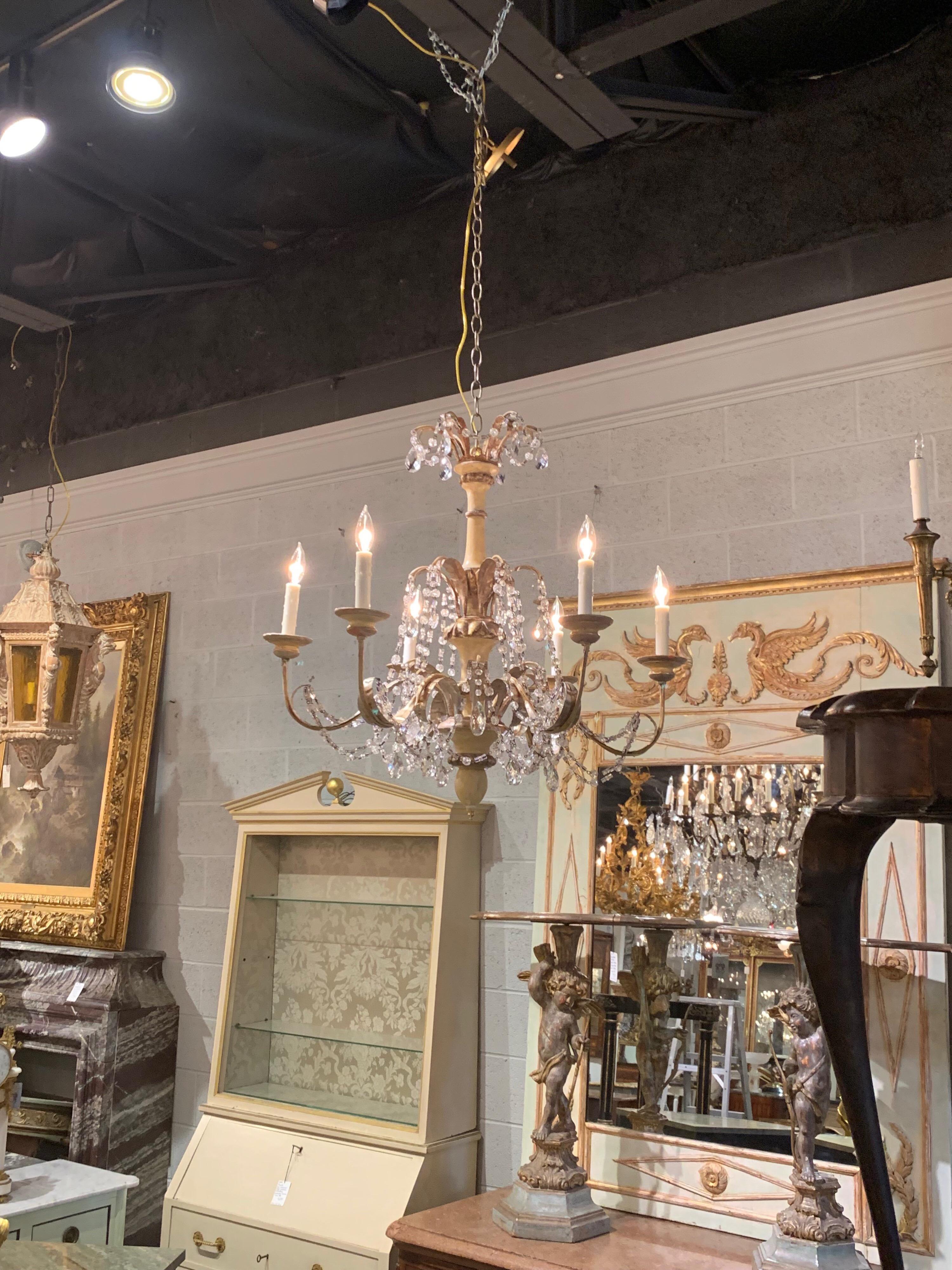 Italian Painted and Giltwood 6-Light Chandelier 2