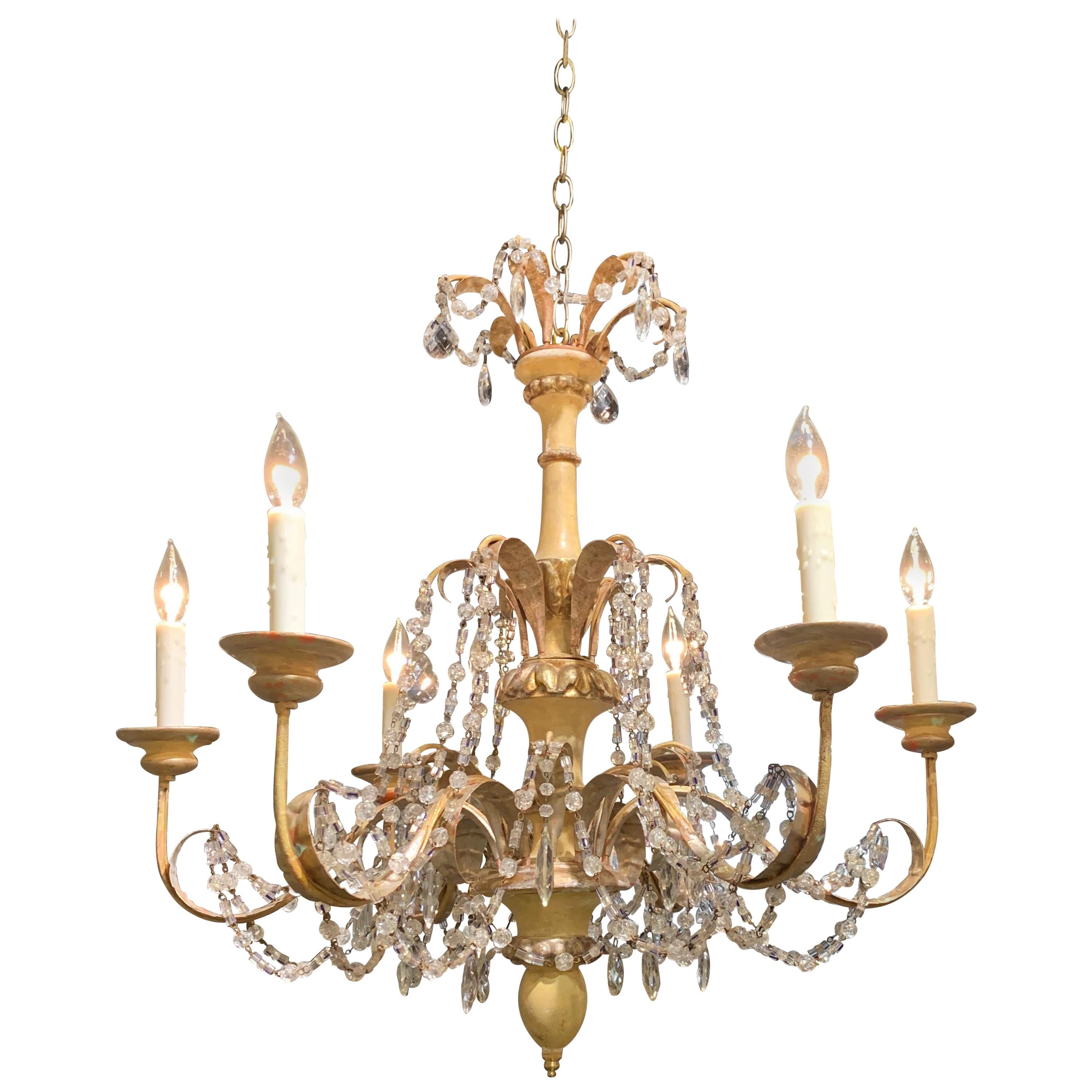 Italian Painted and Giltwood 6-Light Chandelier