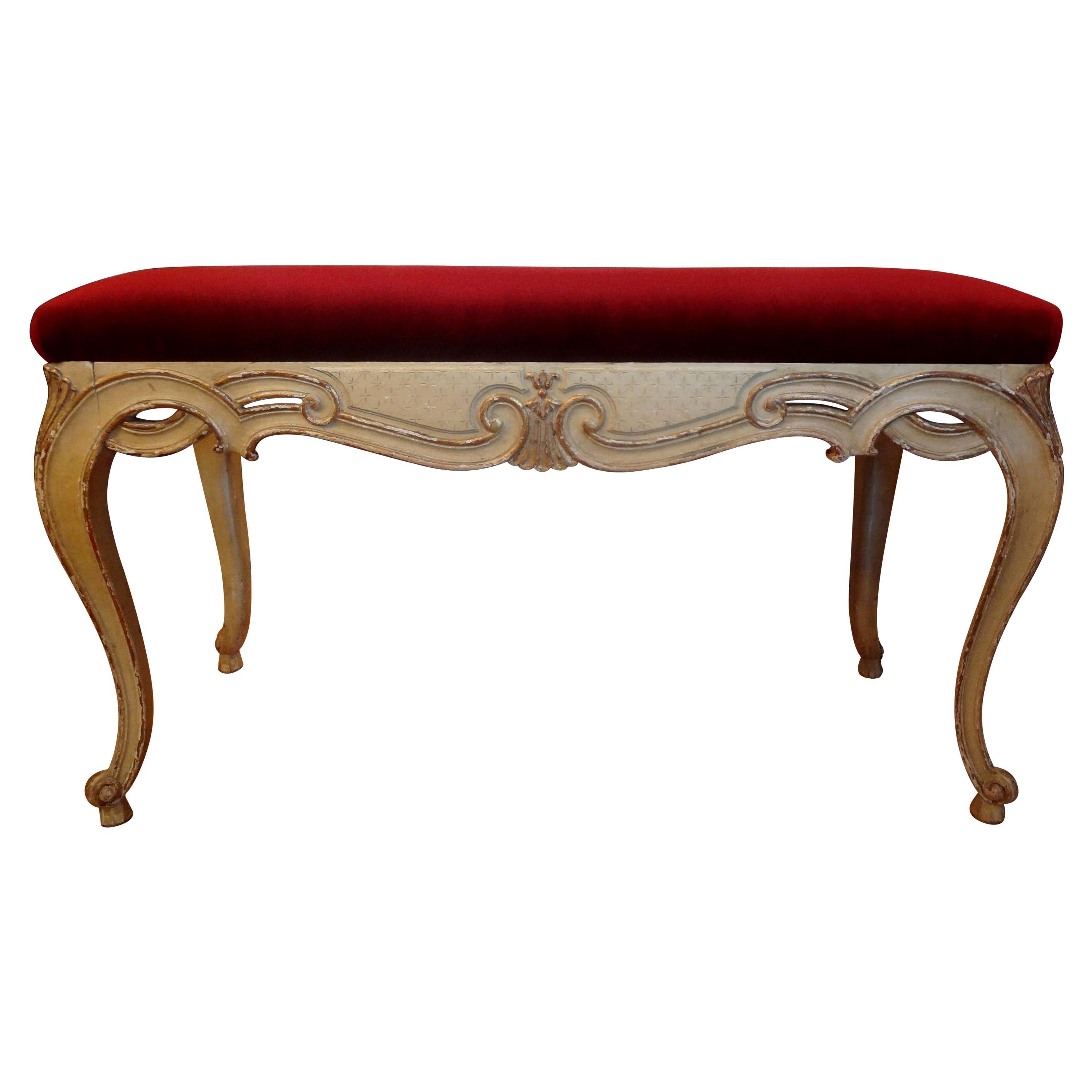 Italian Painted and Giltwood Bench, circa 1920