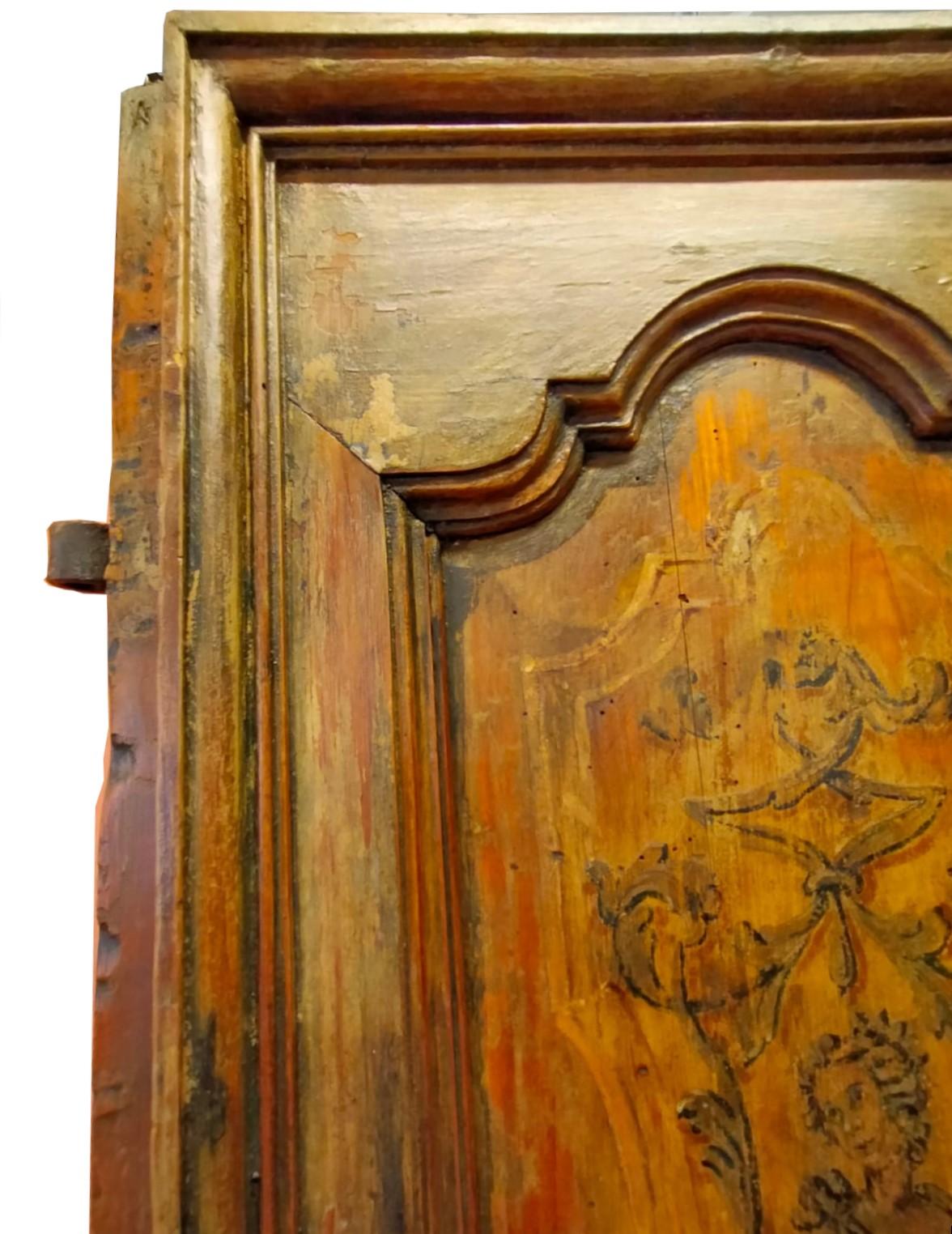 Italian Painted and Lacquered 1700s Door and All Authentic In Good Condition For Sale In Cesena, FC