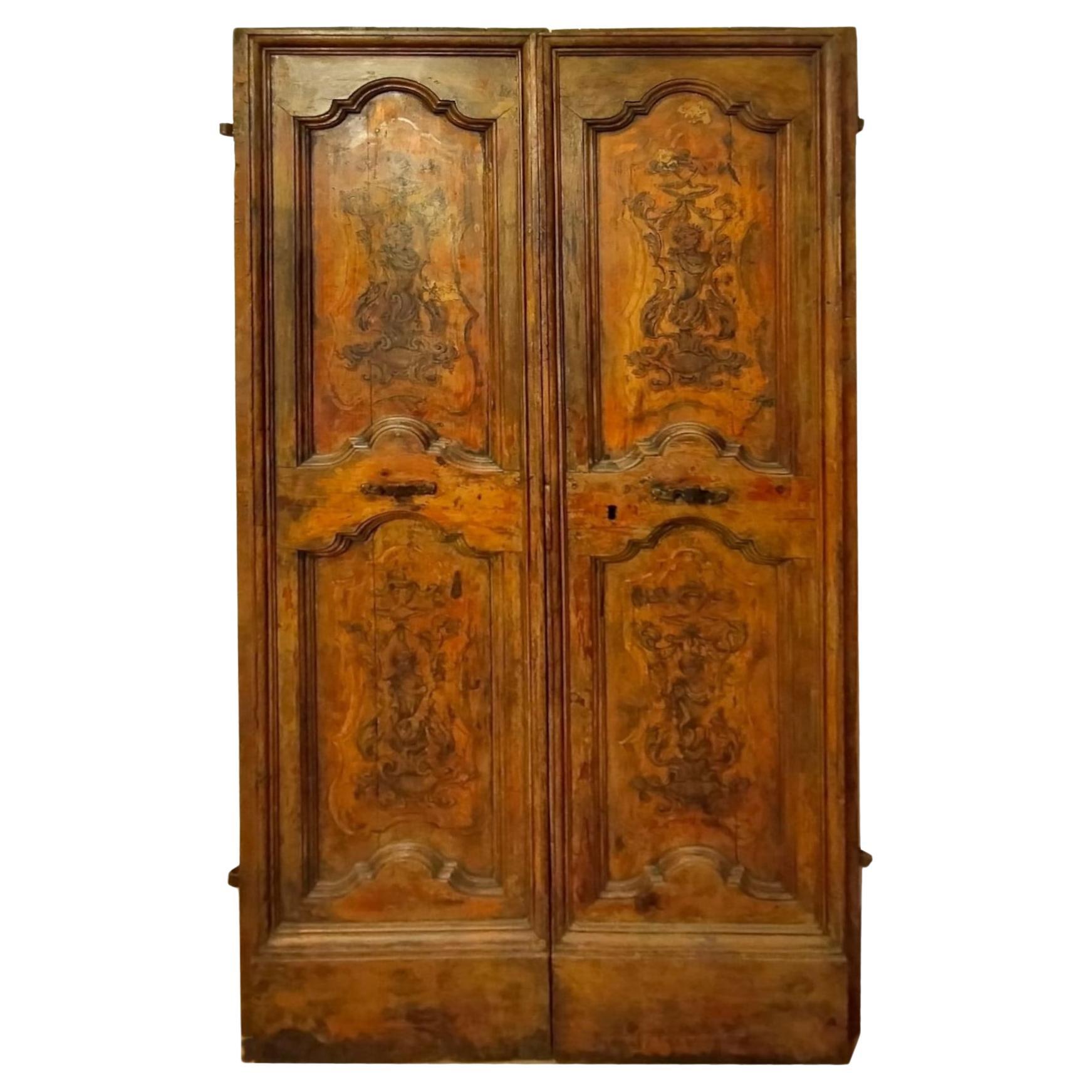 Italian Painted and Lacquered 1700s Door and All Authentic For Sale