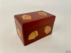 Boîte à cartes à jouer italienne peinte et laquée, vers 1900