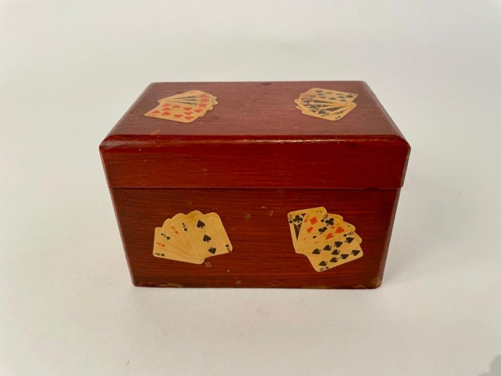 vintage wooden playing card box