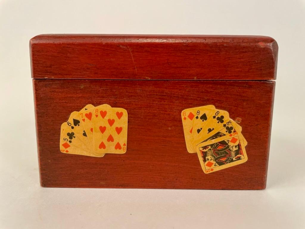 Italian Painted and Lacquered Playing Card Box, circa 1900 In Good Condition For Sale In Stamford, CT