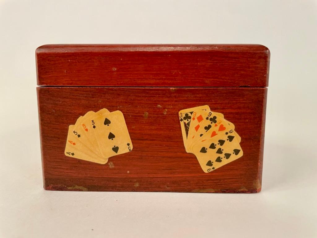 Wood Italian Painted and Lacquered Playing Card Box, circa 1900 For Sale