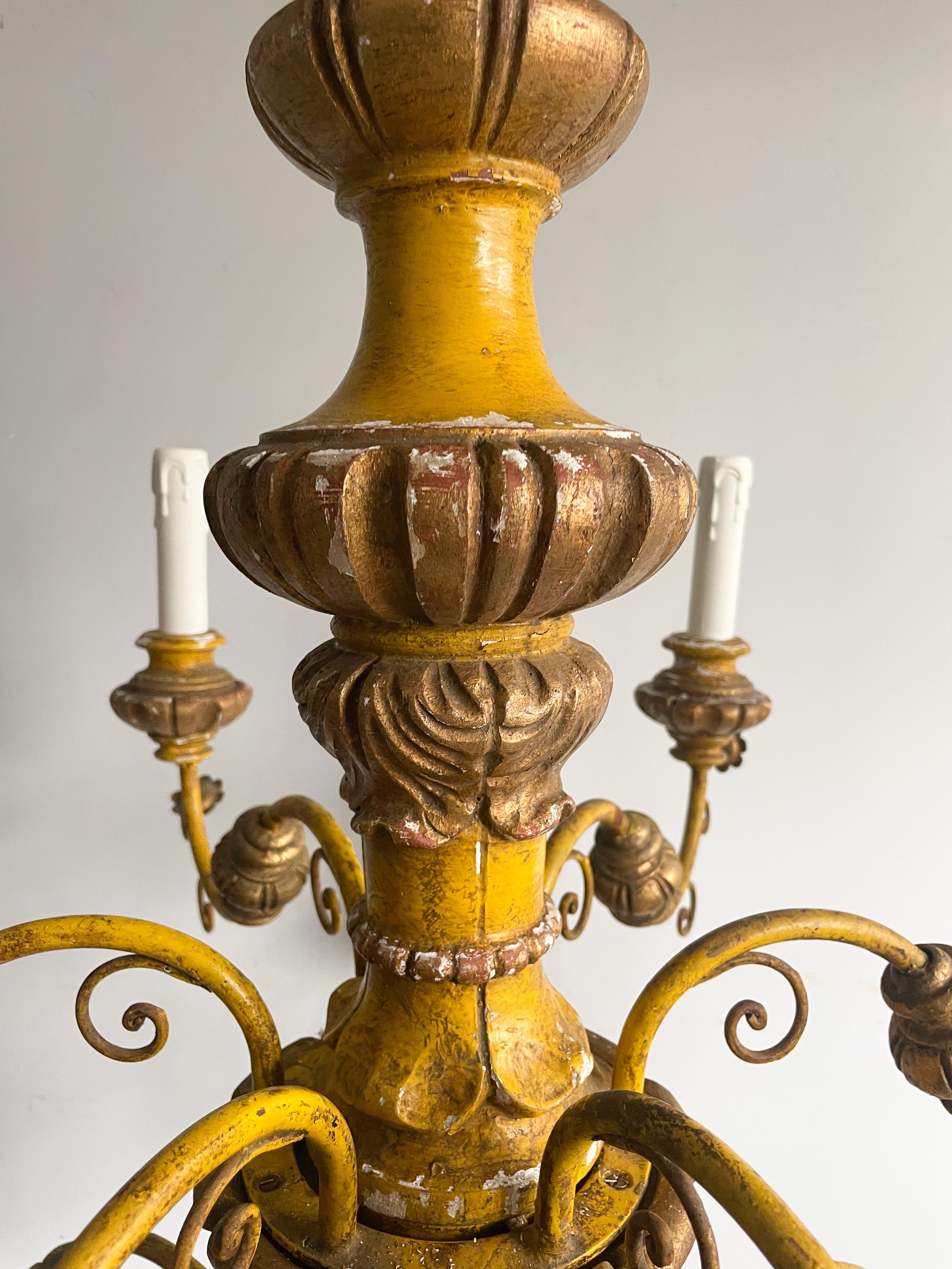 Rococo Italian Painted and Parcel-Gilt Chandelier