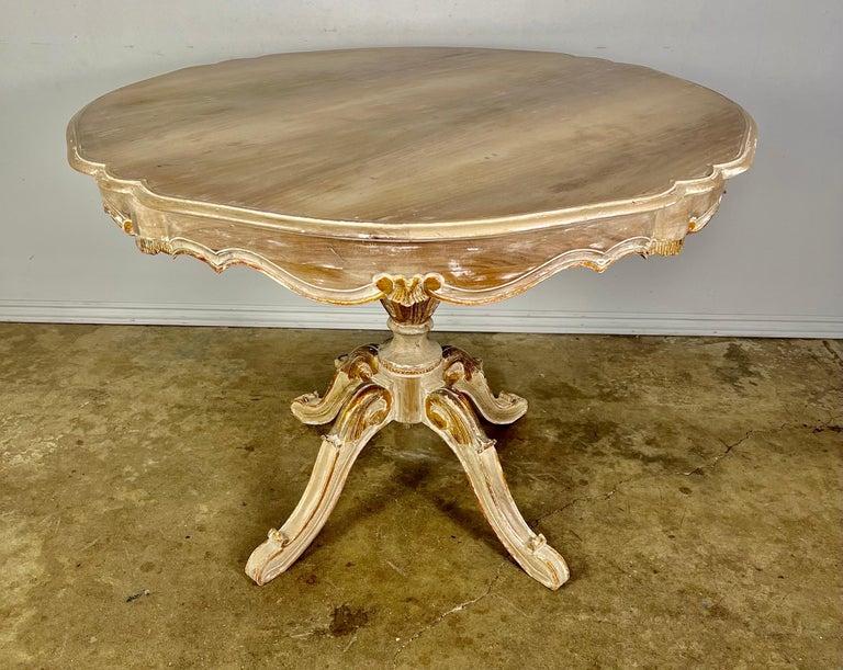 Rococo Italian Painted and Parcel Gilt Dining Table, C. 1930's For Sale