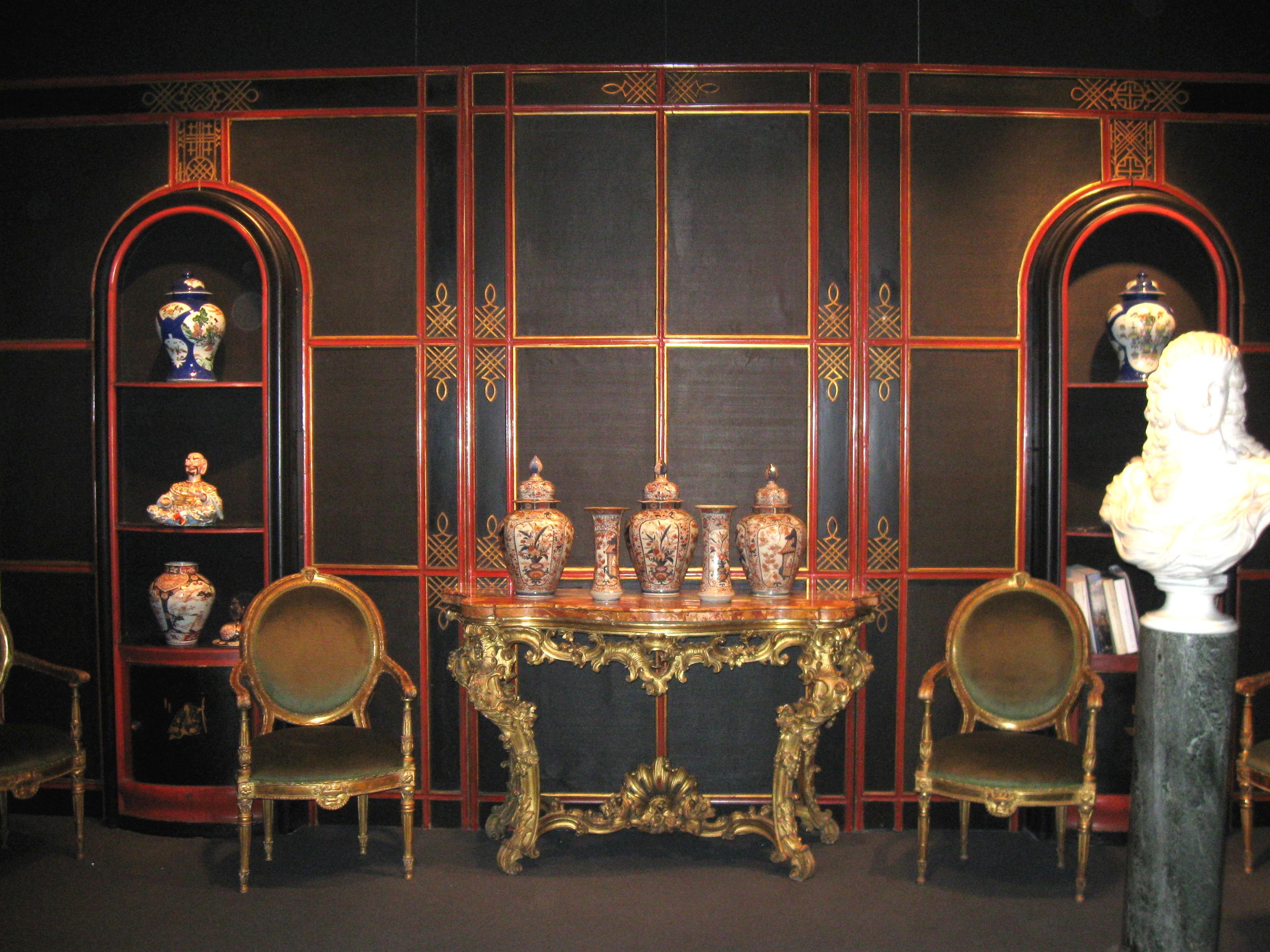 Paneles de Boiserie Japonesa Pintados y Dorados a la Parcela Italiana en venta 5