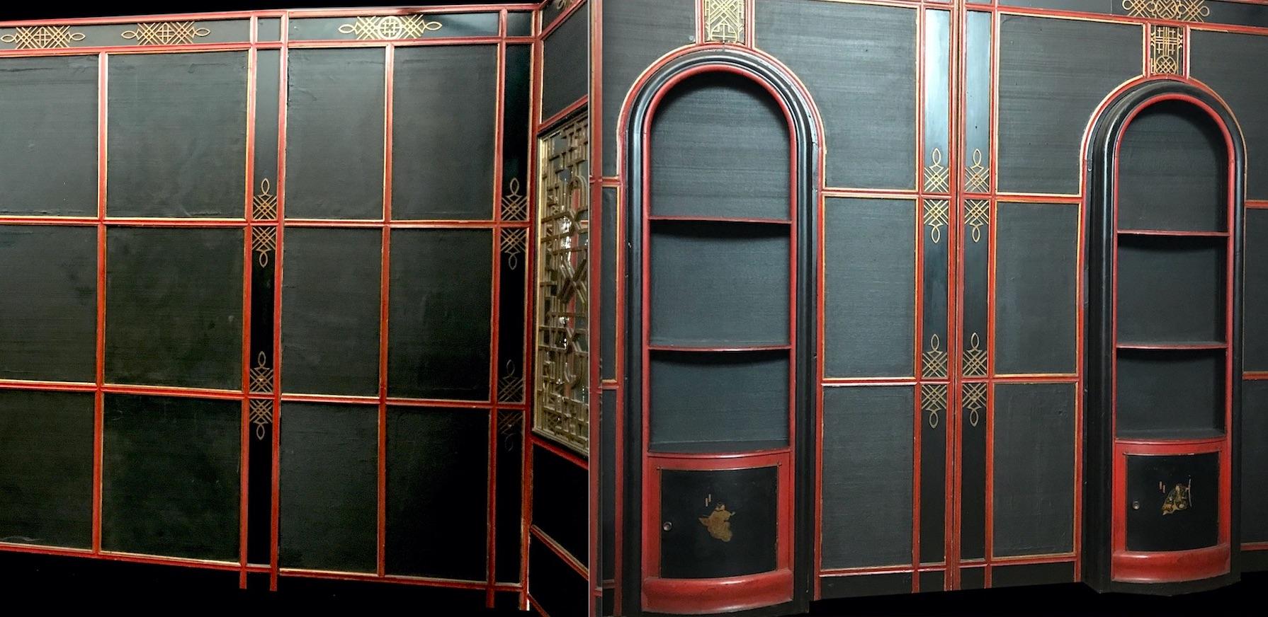 Paneles de Boiserie Japonesa Pintados y Dorados a la Parcela Italiana en venta 7