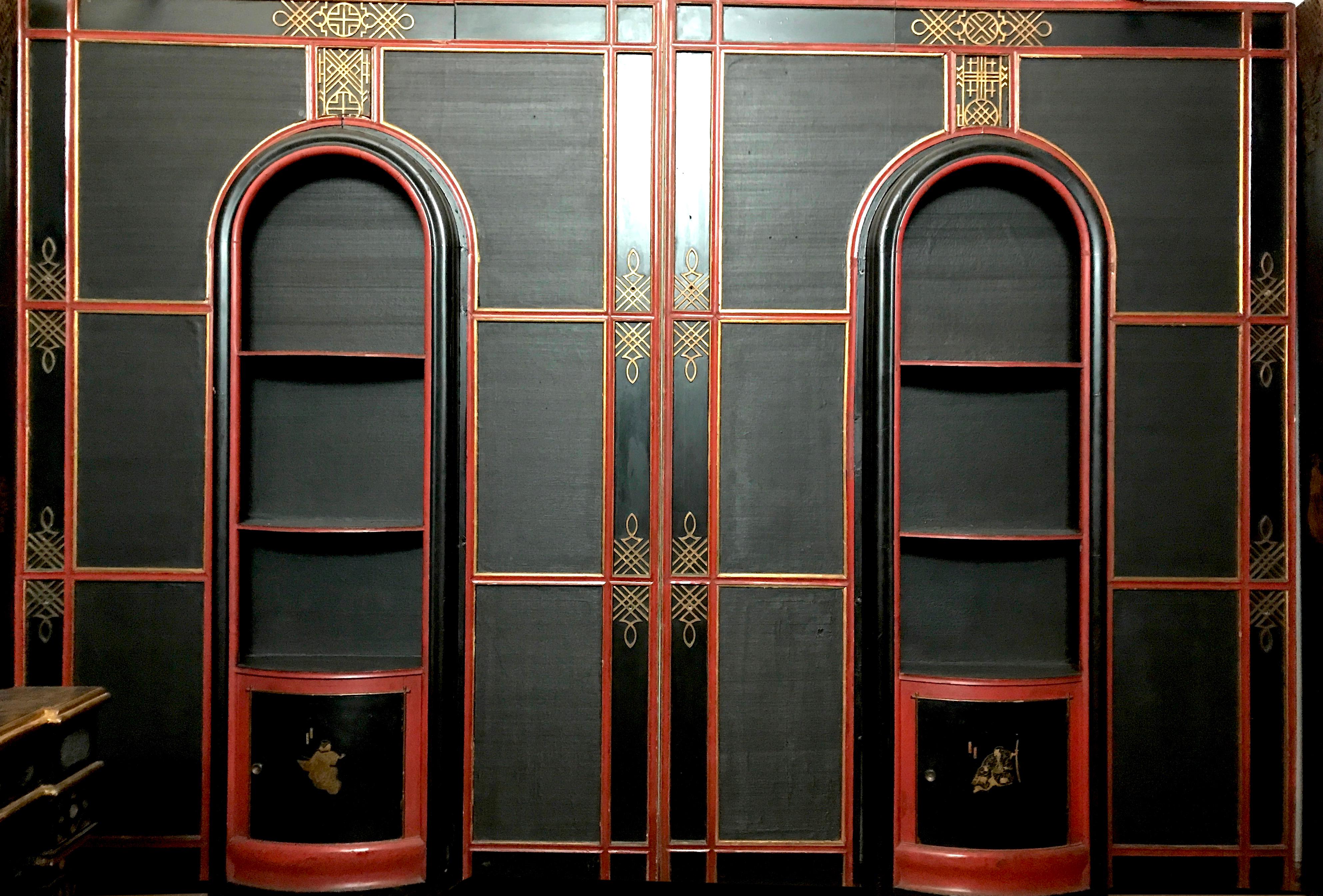 Italian Painted and Parcel-Gilt Japoneserie Boiserie Panels For Sale 15