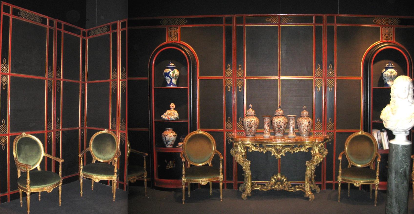 Paneles de Boiserie Japonesa Pintados y Dorados a la Parcela Italiana principios del siglo XX en venta