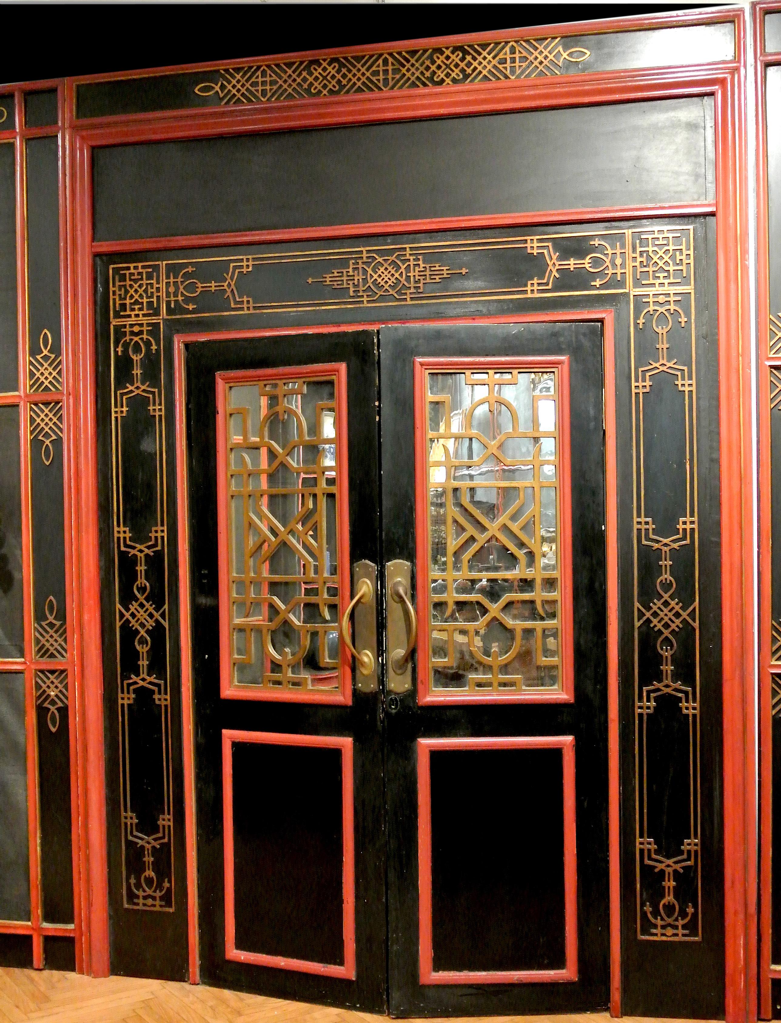 Paneles de Boiserie Japonesa Pintados y Dorados a la Parcela Italiana Madera en venta