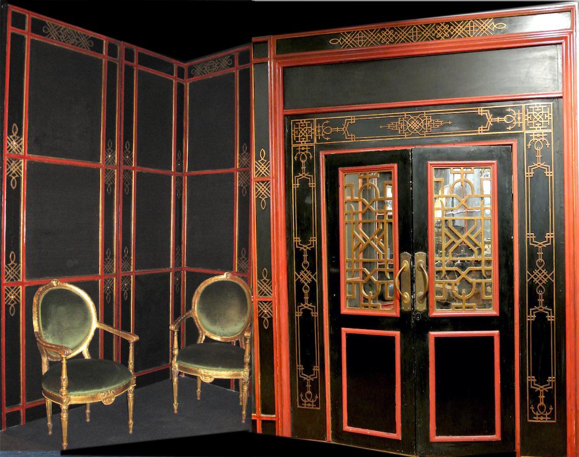 Italian Painted and Parcel-Gilt Japoneserie Boiserie Panels For Sale 3