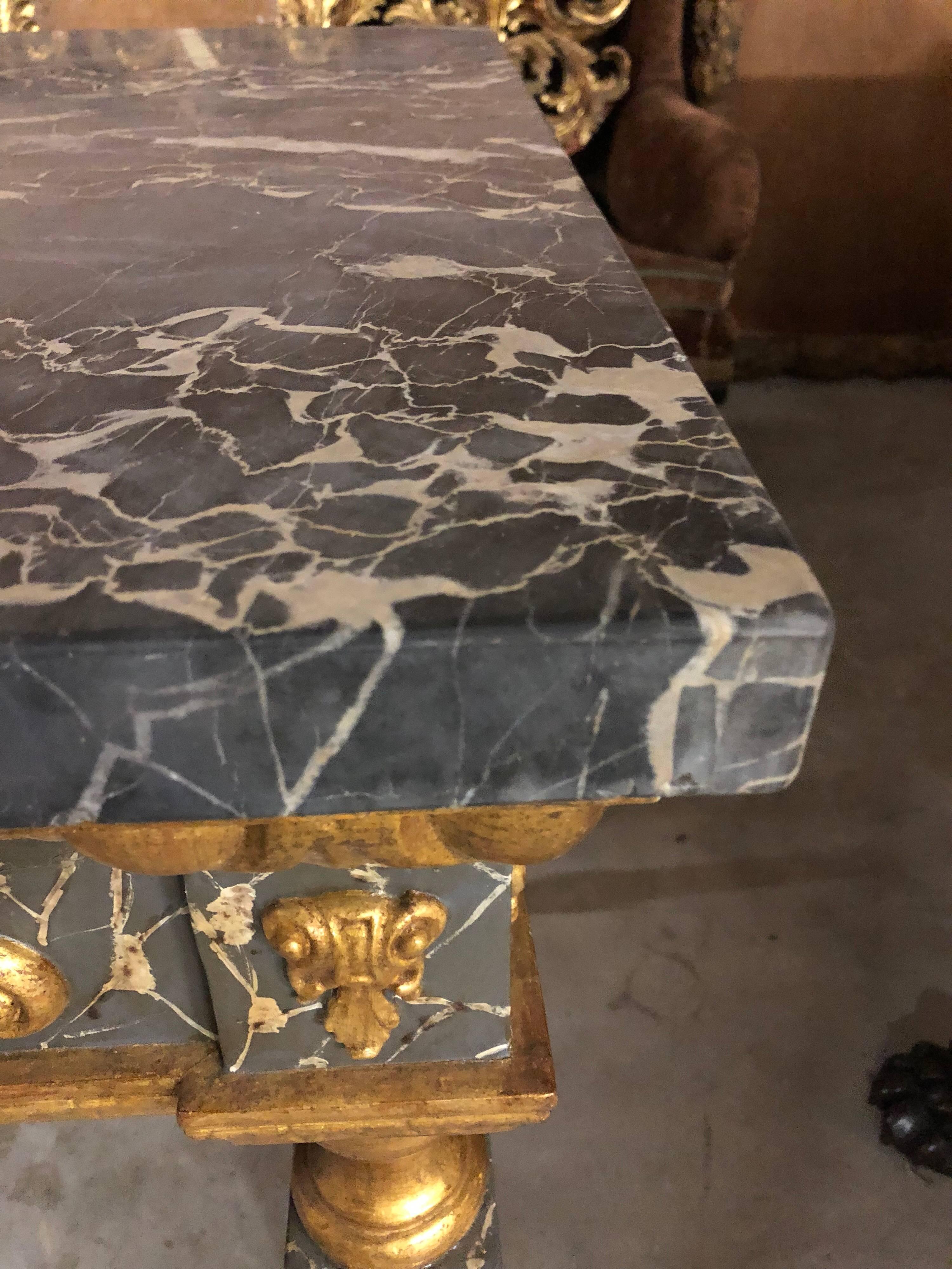 Italian Painted and Parcel-Gilt Marble Topped Centre Table 1