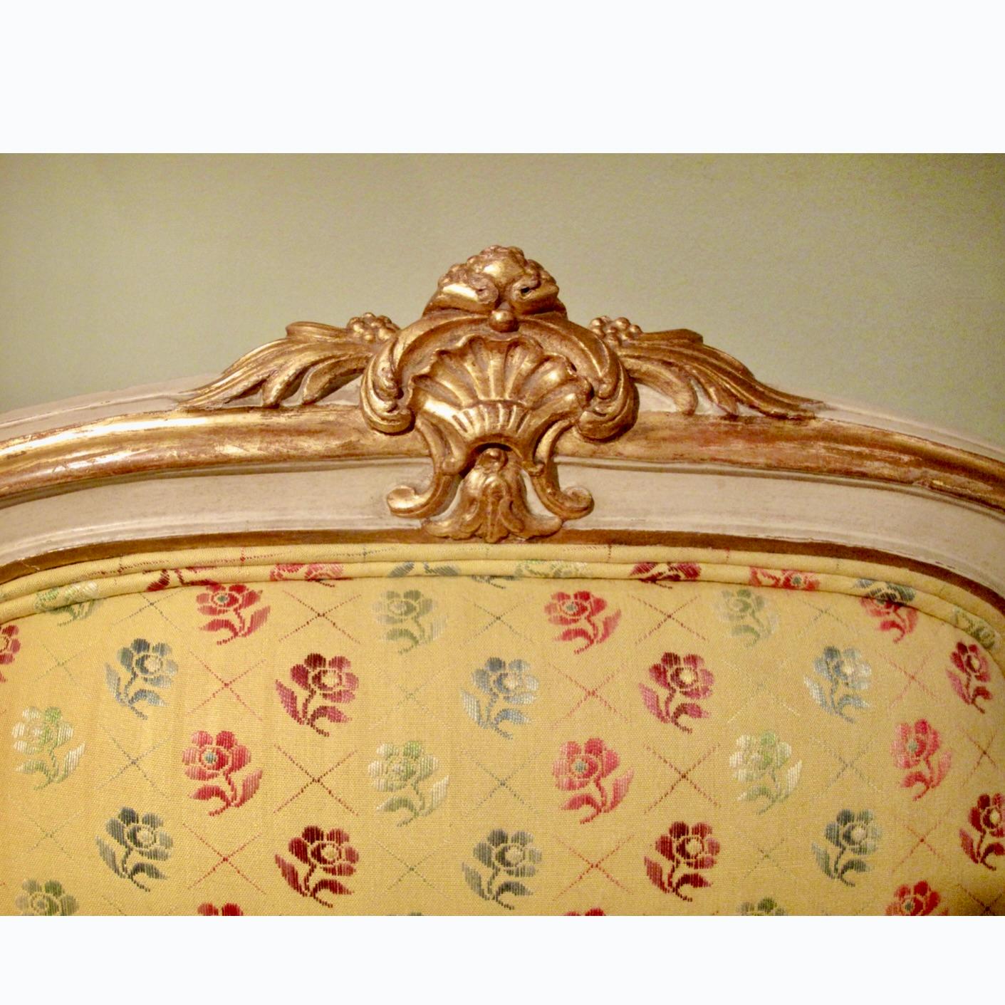 Gustavian Italian Painted And Parcel Gilt Marquise Armchair, 19th Century For Sale