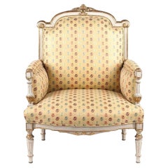 Italian Painted And Parcel Gilt Marquise Armchair, 19th Century