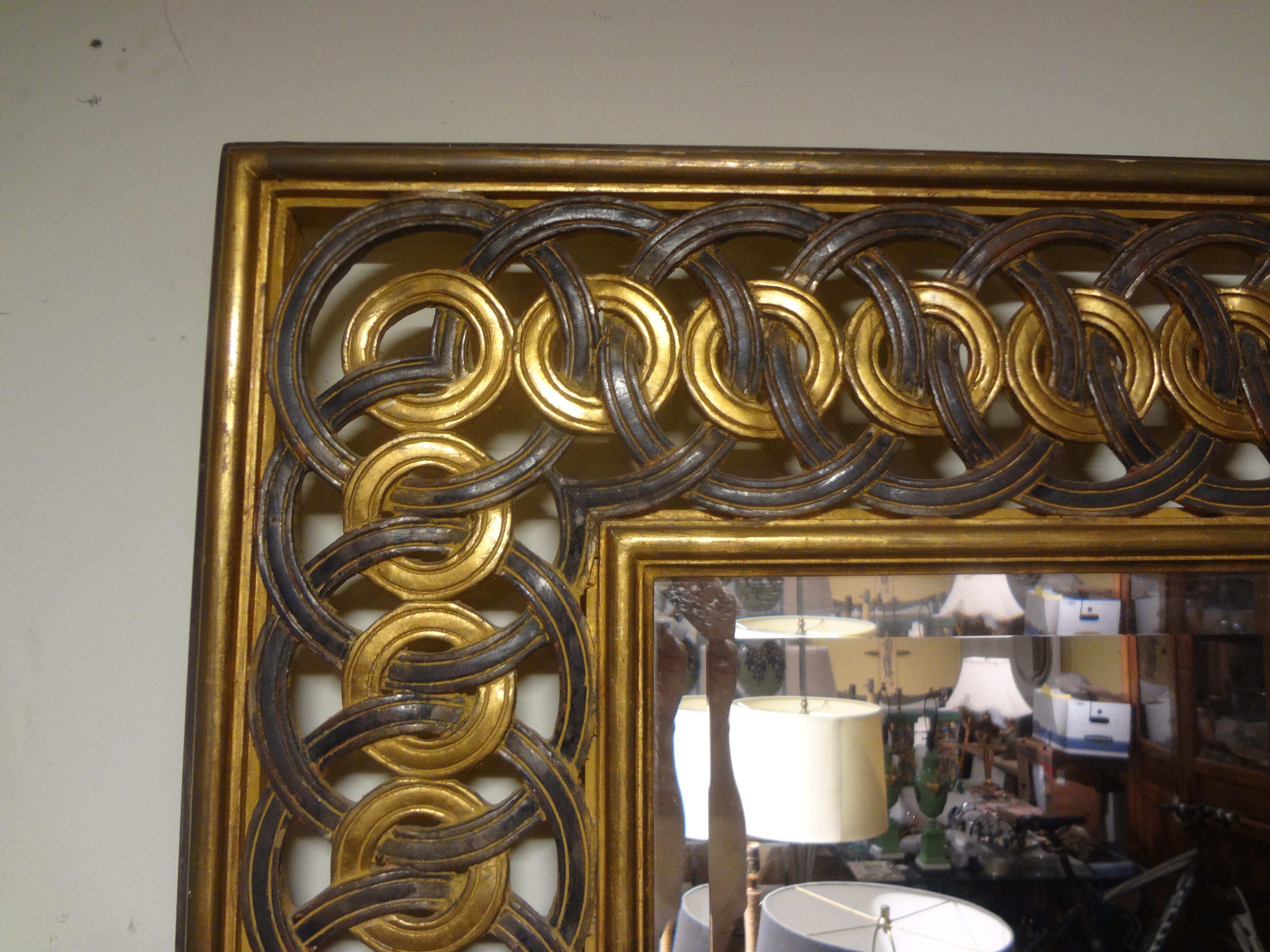 Italian Painted and Parcel Gilt Mirror In Good Condition For Sale In Houston, TX