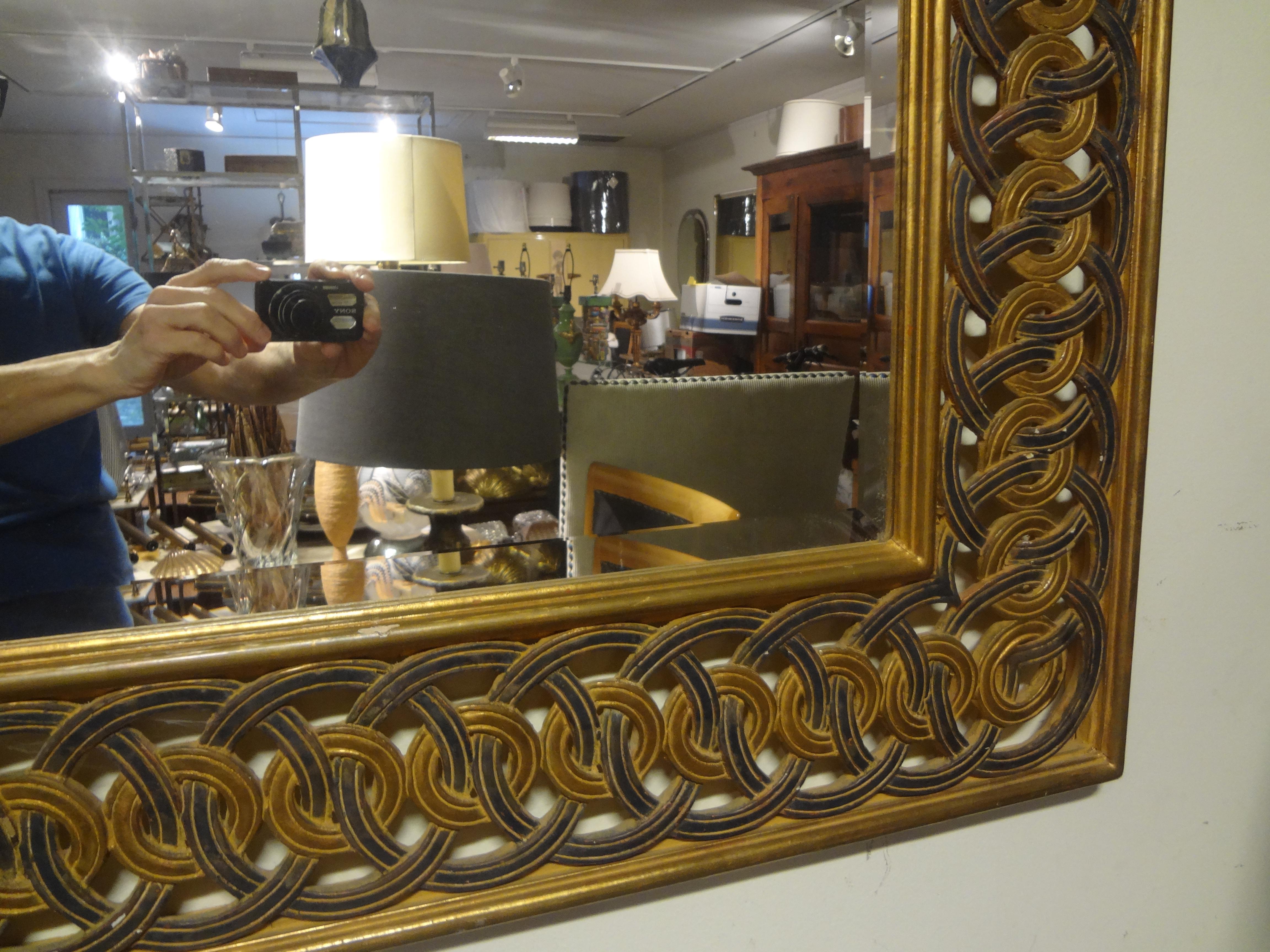 Mid-20th Century Italian Painted and Parcel Gilt Mirror For Sale