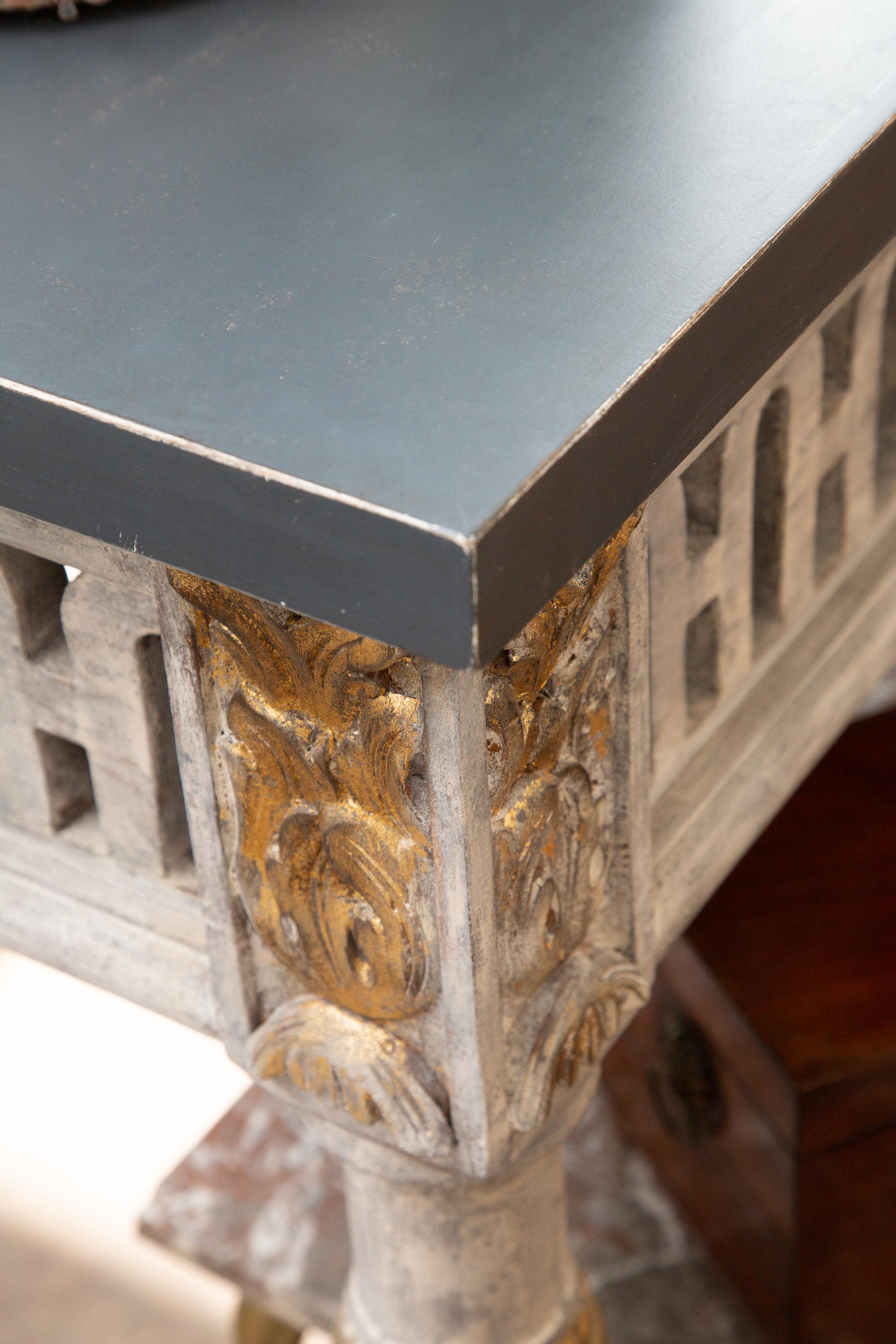 Wood Italian Painted and Parcel Gilt Neoclassical Style Console