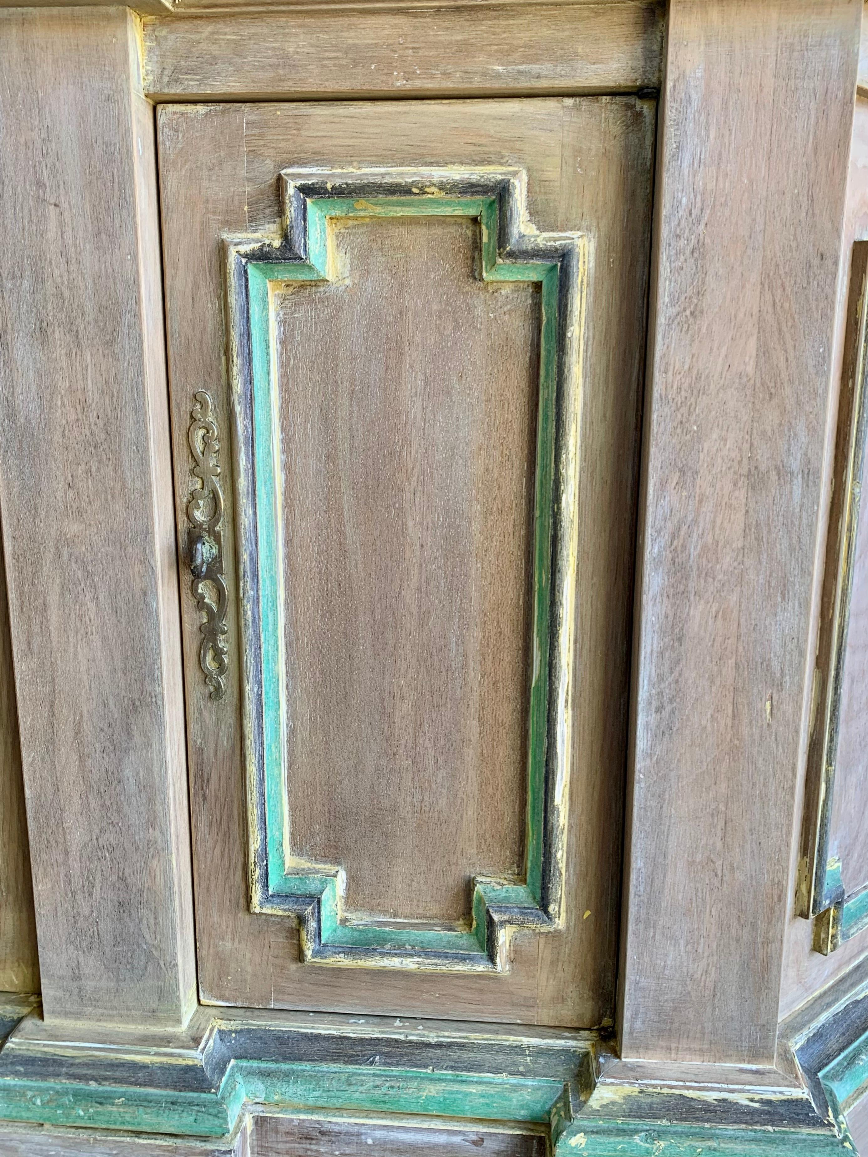 Italian Painted Bookcase, C. 1900 In Distressed Condition In Los Angeles, CA
