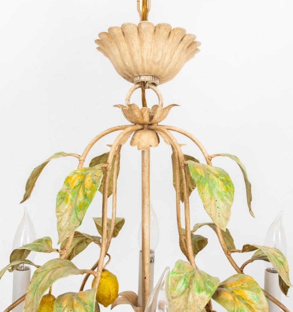 20th Century Italian Painted Cage Form 6 Light Lemon Chandelier