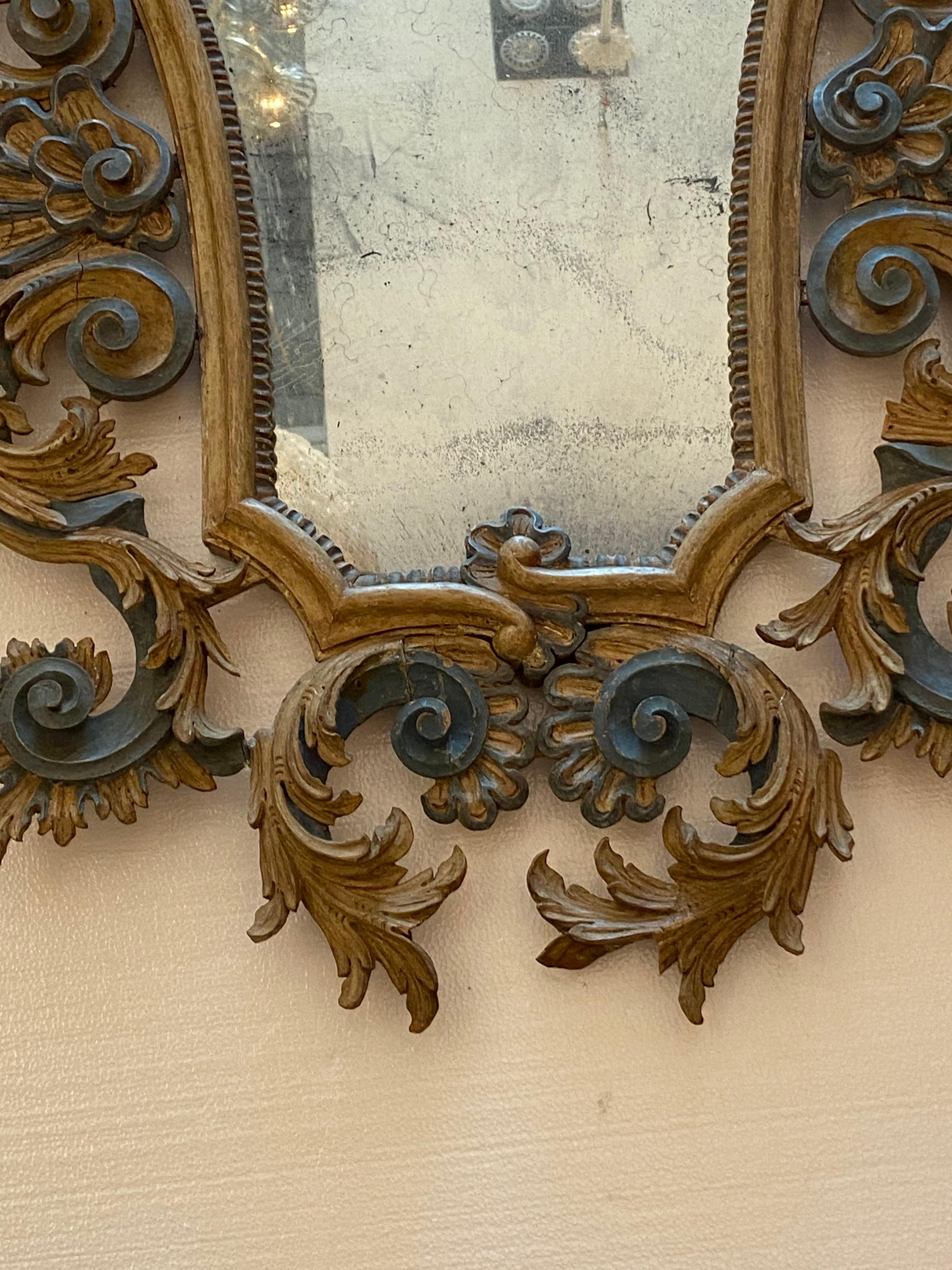 Italian Painted Cartouche Mirror In Good Condition For Sale In Dallas, TX