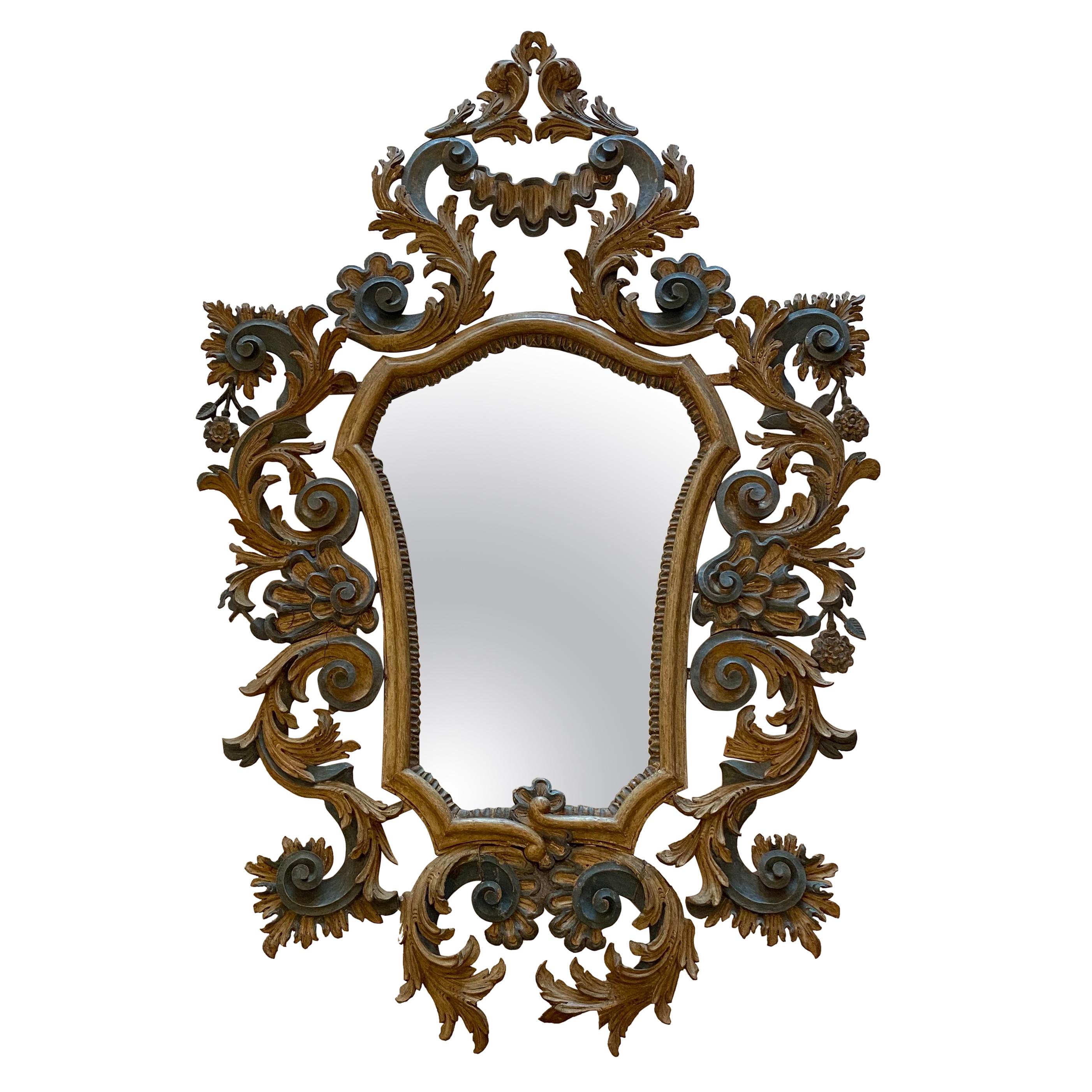 Italian Painted Cartouche Mirror For Sale