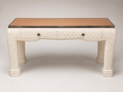 Italian Painted & Carved Leather Top Desk or Console, Style of John Dickinson
