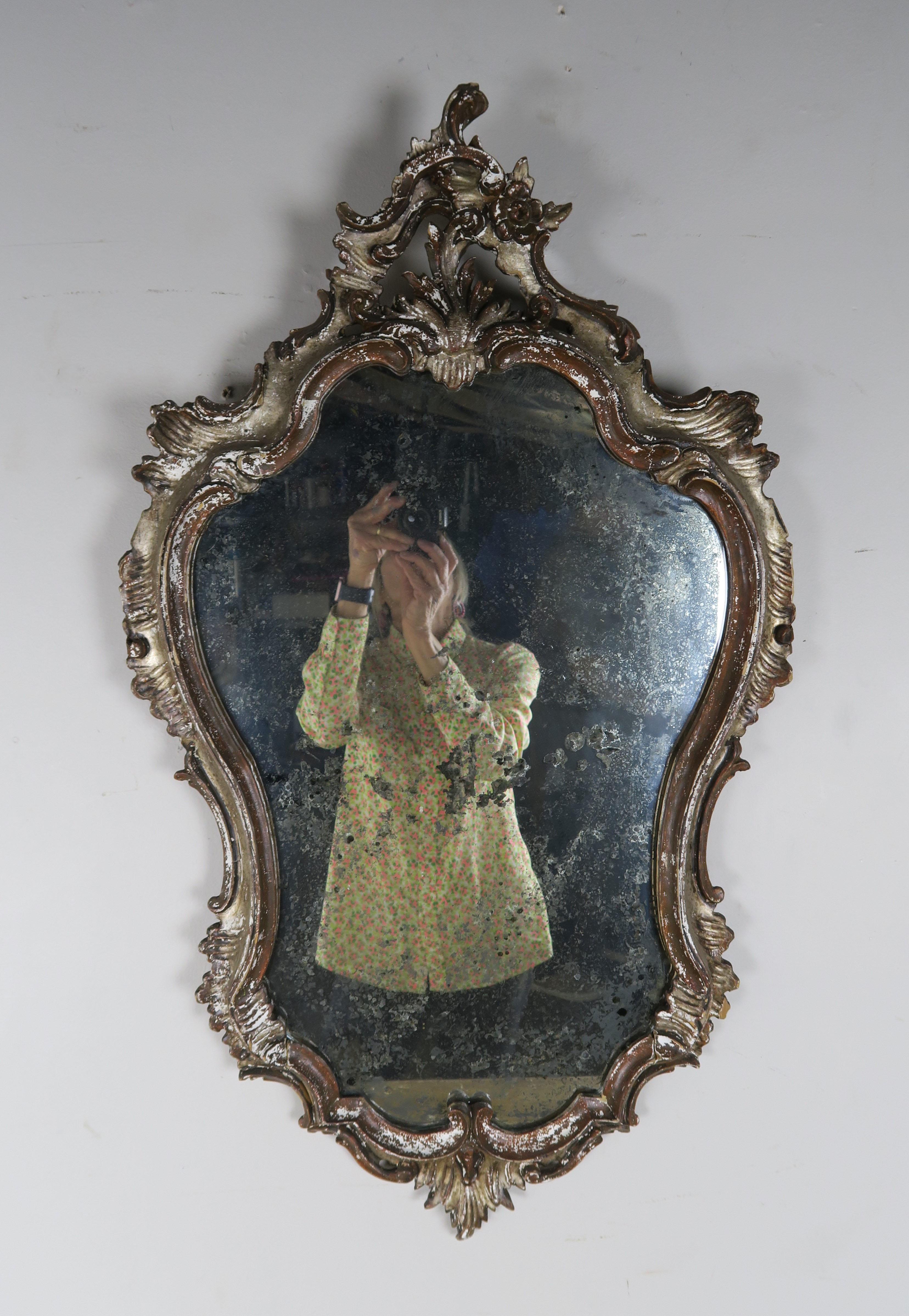 Italian Painted Carved Mirror, circa 1930s 4